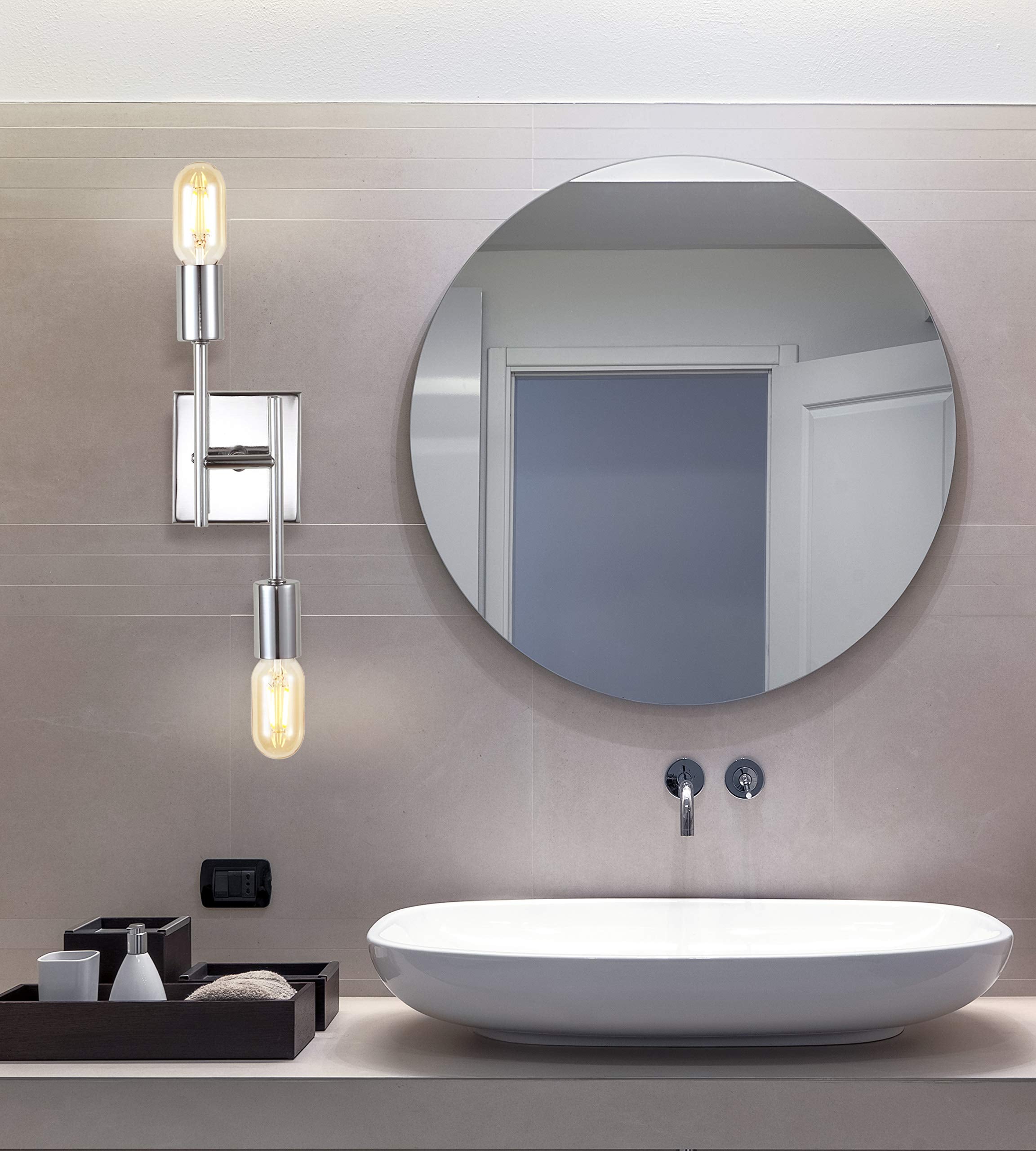JONATHAN Y Turing 2-Light LED Wall Sconce, Chrome, Metal, 4W Bulbs, Model JYL7456A, 18.7in for Entryway,