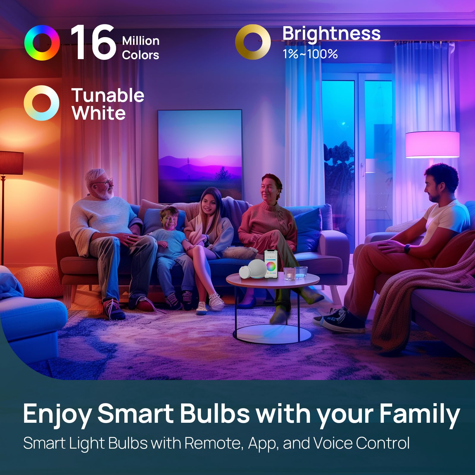 Linkind Smart Light Bulbs With Remote Control, Smart Bulb That Work With Alexa & Google Home, 16 Million Color Changing Light Bu