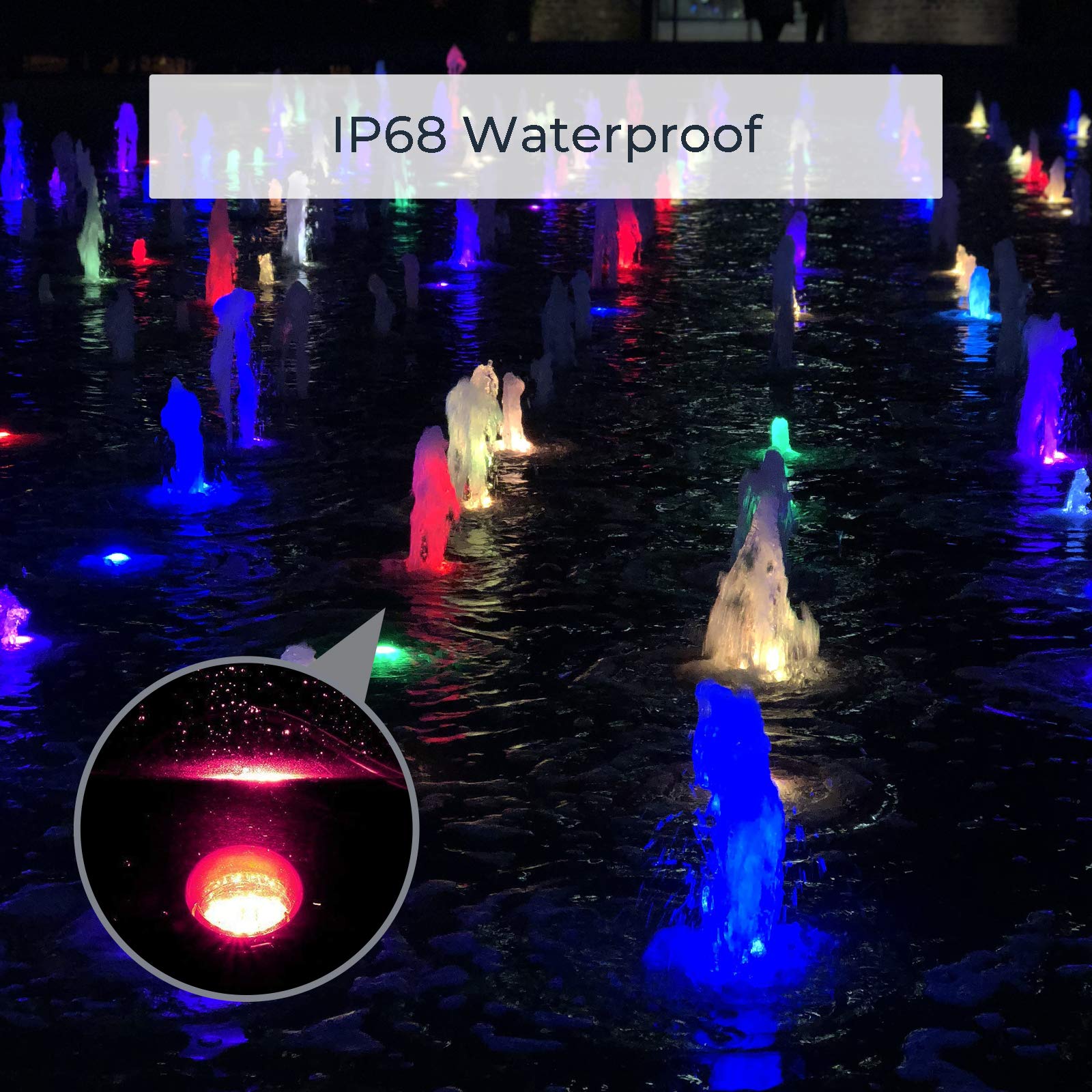 SHOYO RGB Underwater Pond Lights, IP68 Waterproof LED Spotlight, Set of 6
