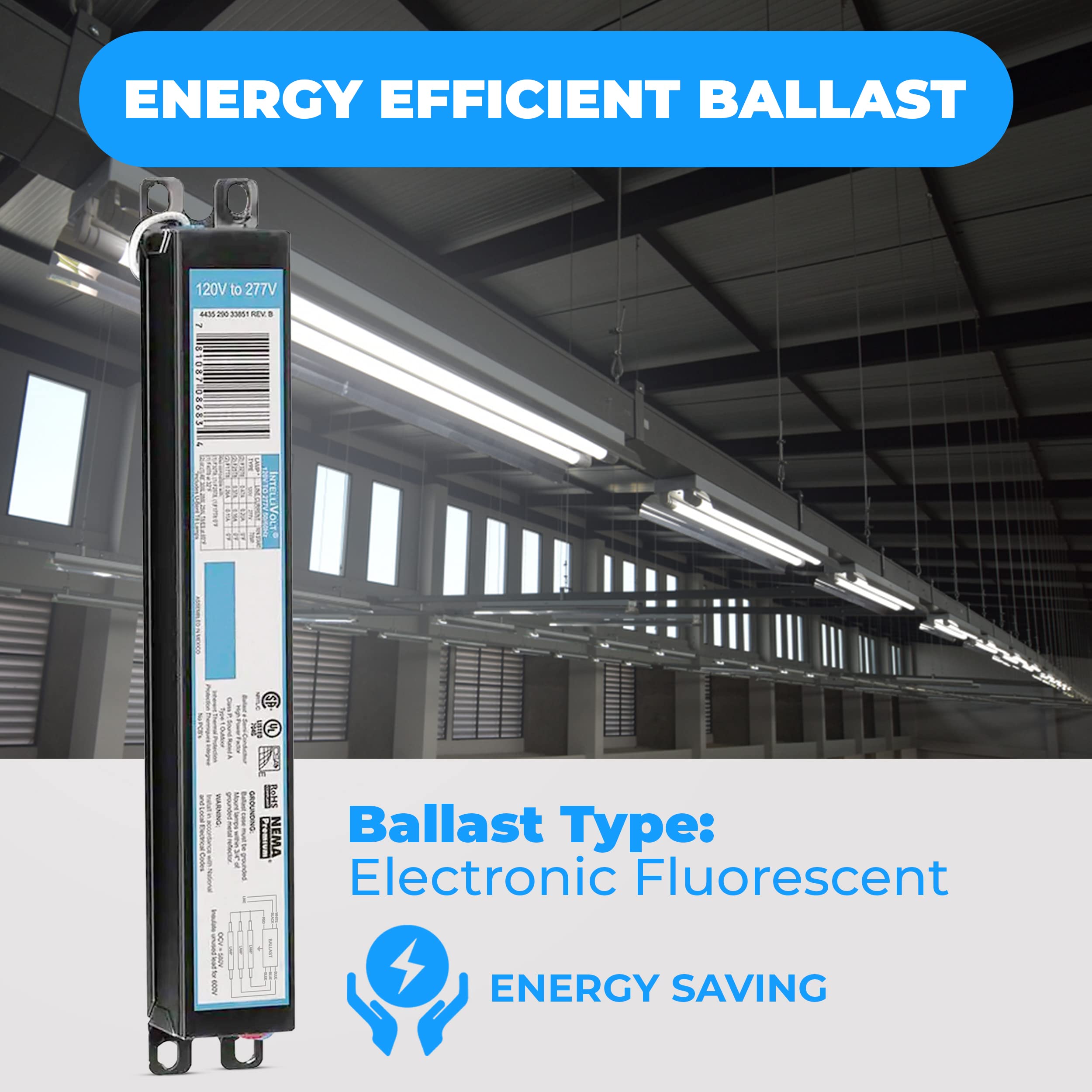 10 Pack - Replacement For Icn-3P32-Sc 1, 2 & 3 Lamp T8 Fluorescent Electronic Ballast - 120-277 Volt - Instant Start - Ul Approved