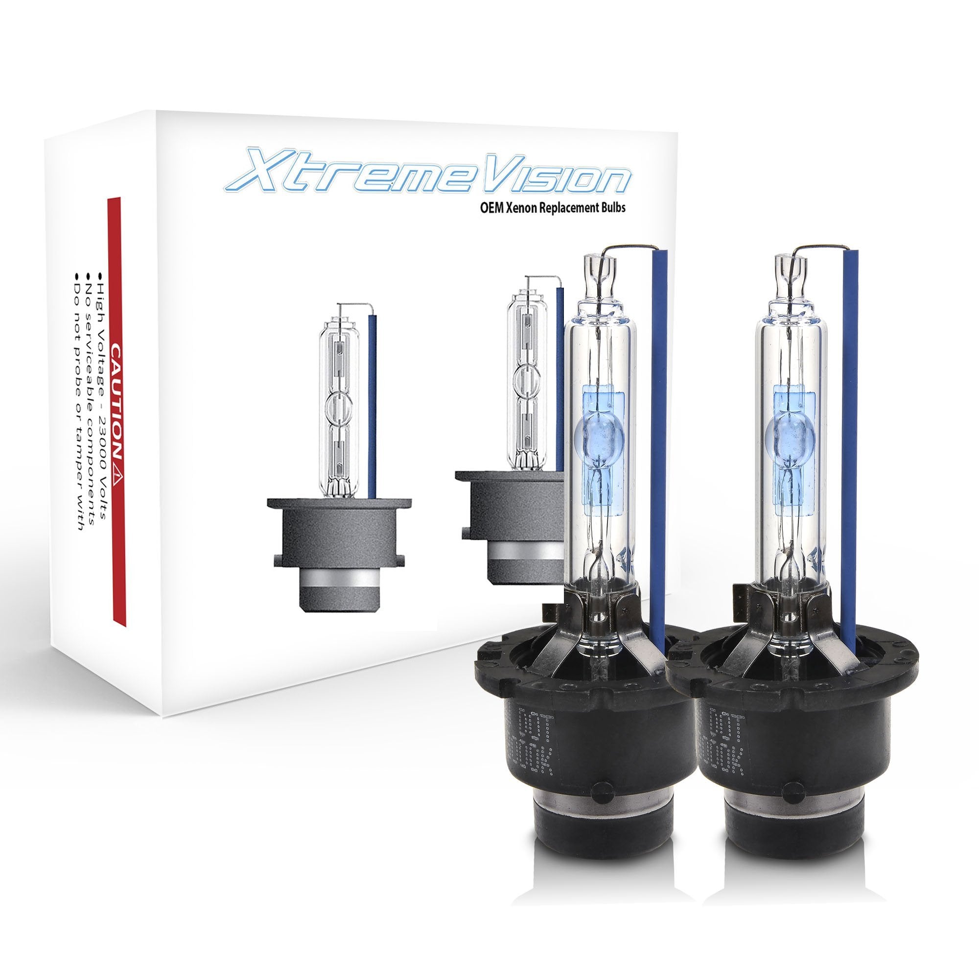 XtremeVision AC HID Xenon Replacement Bulbs - D2S/D2R/D2C - 10000K Dark Blue - Metal Bracket - 1 Pair