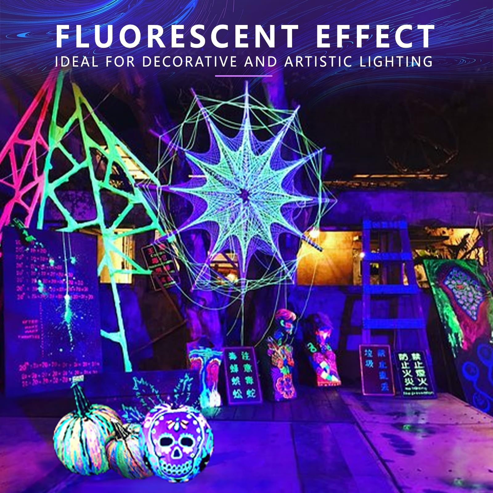 mfxmf 2 Pack A19 LED Black Light Bulbs,9W (100W Equivalent) E26 Base Dimmable Black Lights, UVA Level 385-400NM, Halloween Light