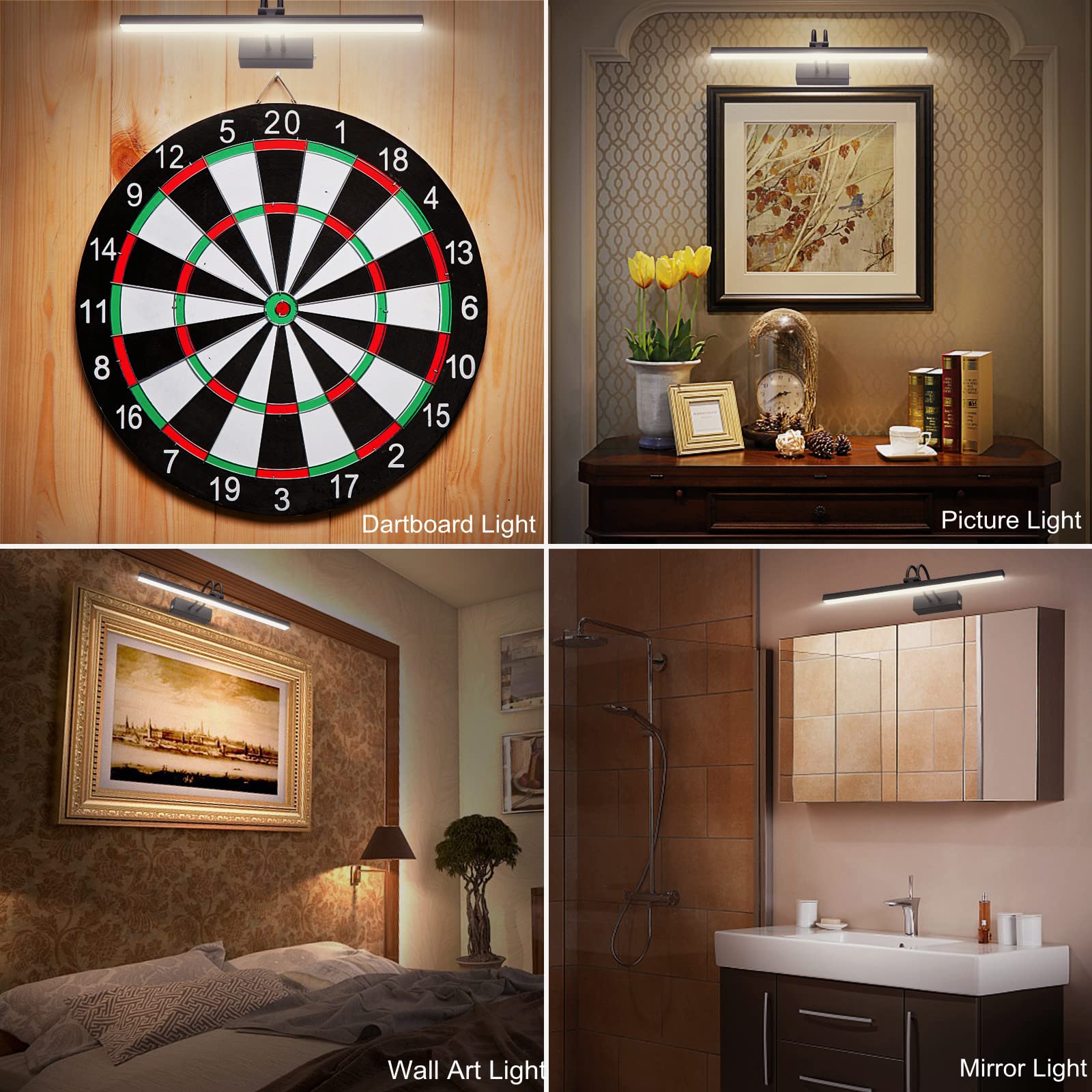 FUNCHDAY Wireless Picture Light, 16" Dimmable LED Art Light, Rechargeable, Bronze, Model HY0018-2