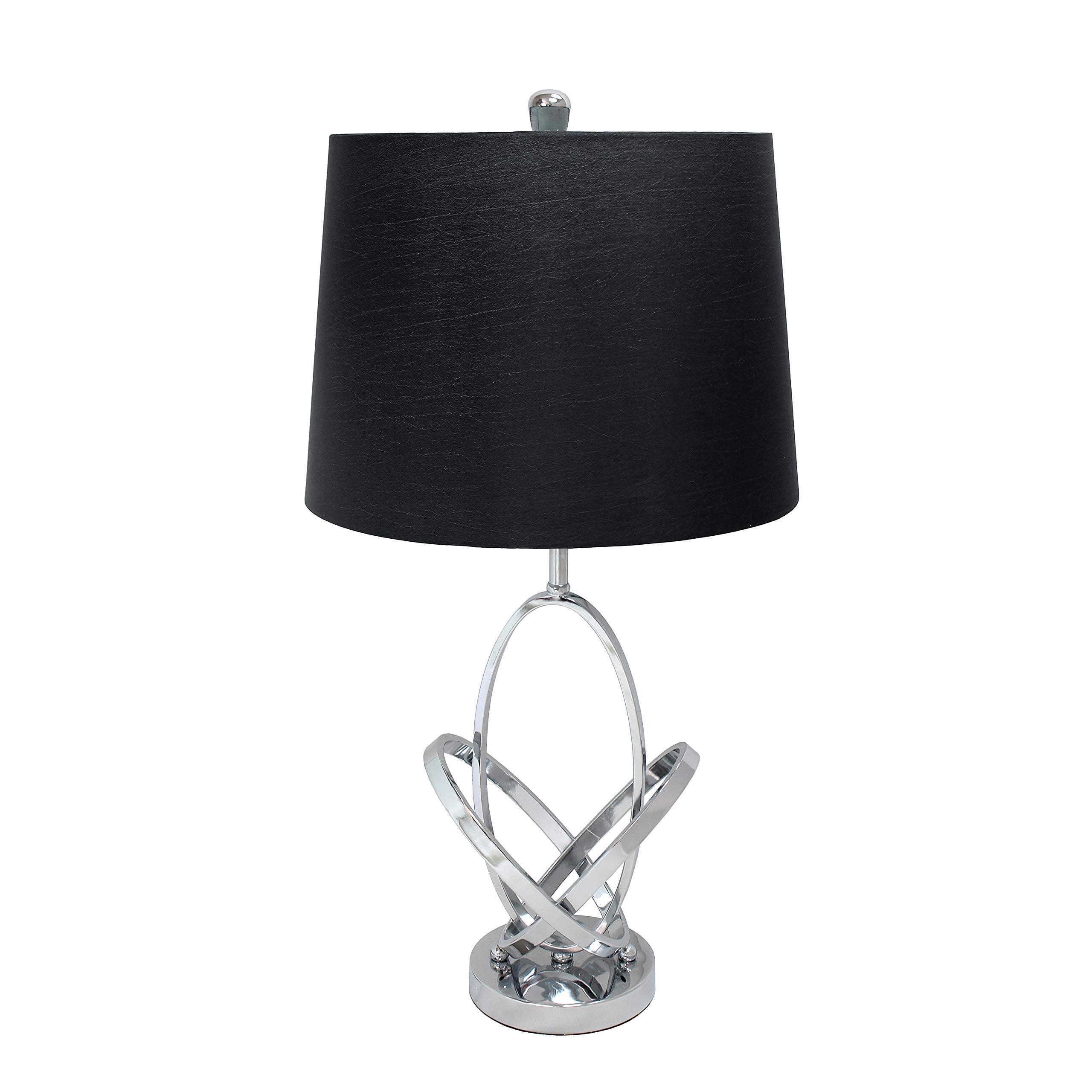 Elegant Designs Lt1006-Chr Mod Art Polished Chrome Table Lamp With Black Shade