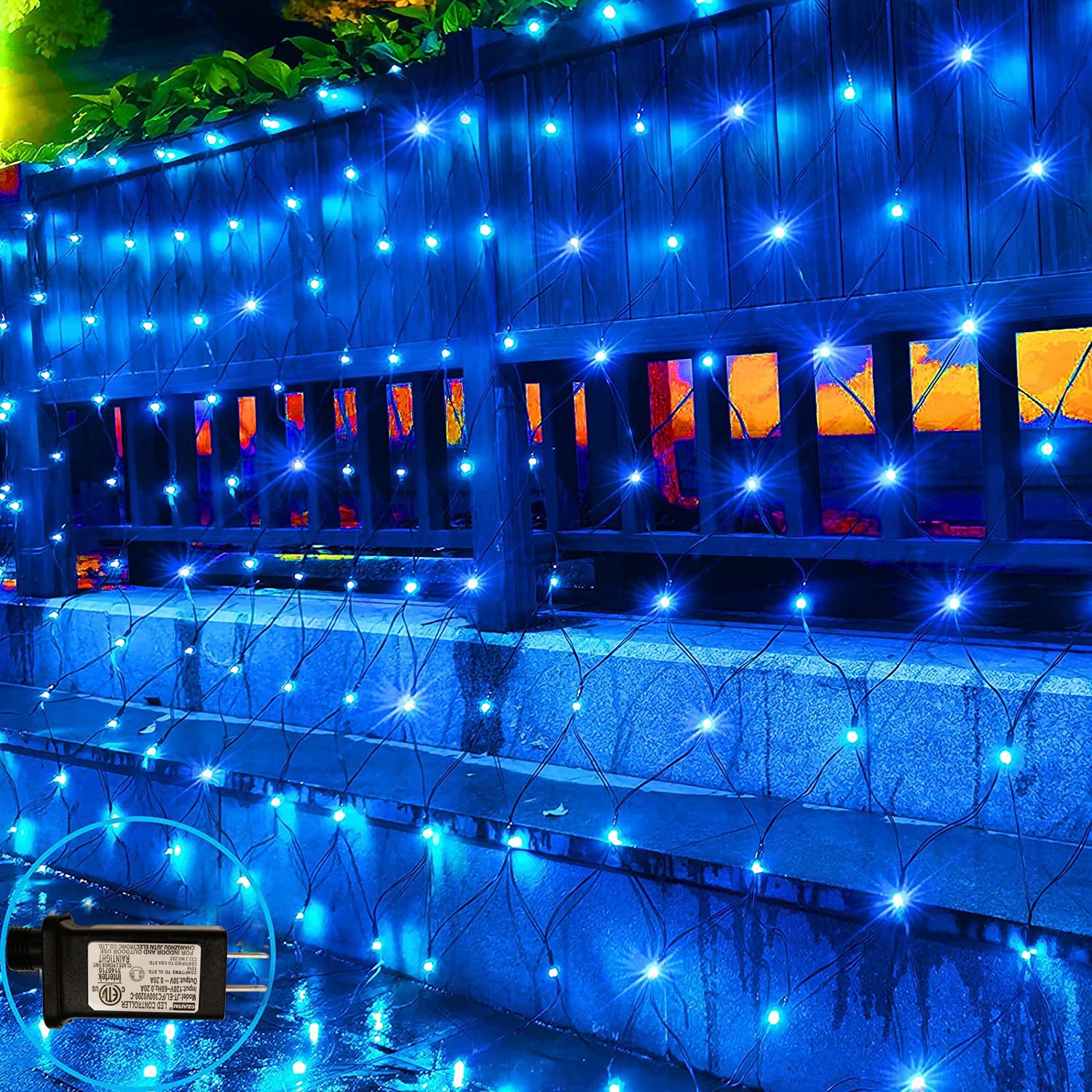 Oycbuzo 300Led Blue Net Lights,14.8Ftx5Ft 8 Modes Connectable Christmas Mesh Lights, Indoor And Outdoor Fairy String Lights Plug