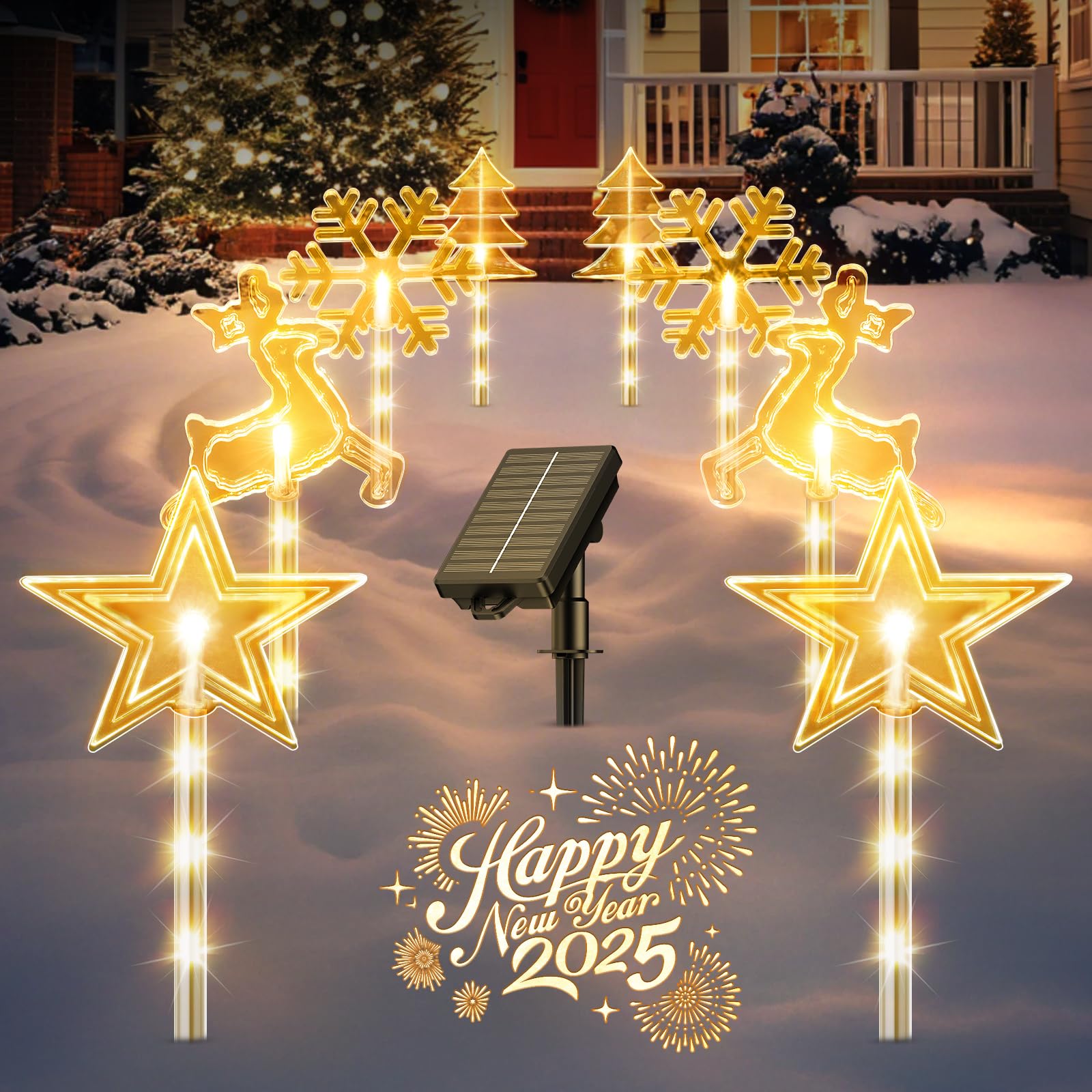 8 Pack Christmas Decorations Outdoor For Yard, 2 Charging Ways Large 1200Mah Solar Christmas Pathway Lights, 32 Led Christmas Li