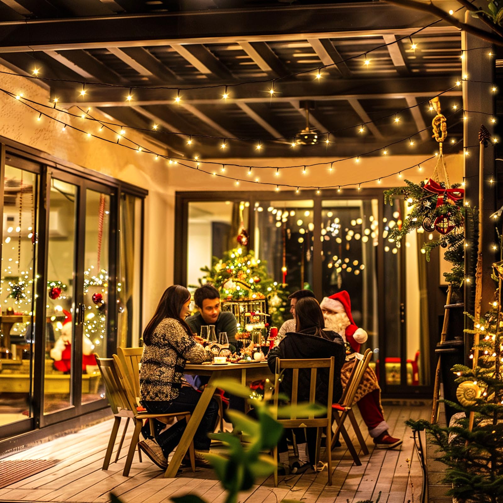 Jmexsuss 272Ft 800 Led Outdoor Christmas Lights, 8 Modes Warm White Christmas Tree Lights Green Wire, Waterproof Led Christmas S