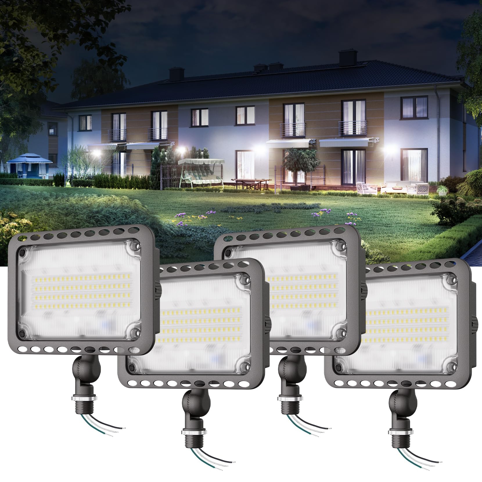CINOTON 20W LED Flood Lights Outdoor, IP65 Waterproof Exterior Security Wall Lights with 180Knuckle, 2800LM 120V Outside Aluminu