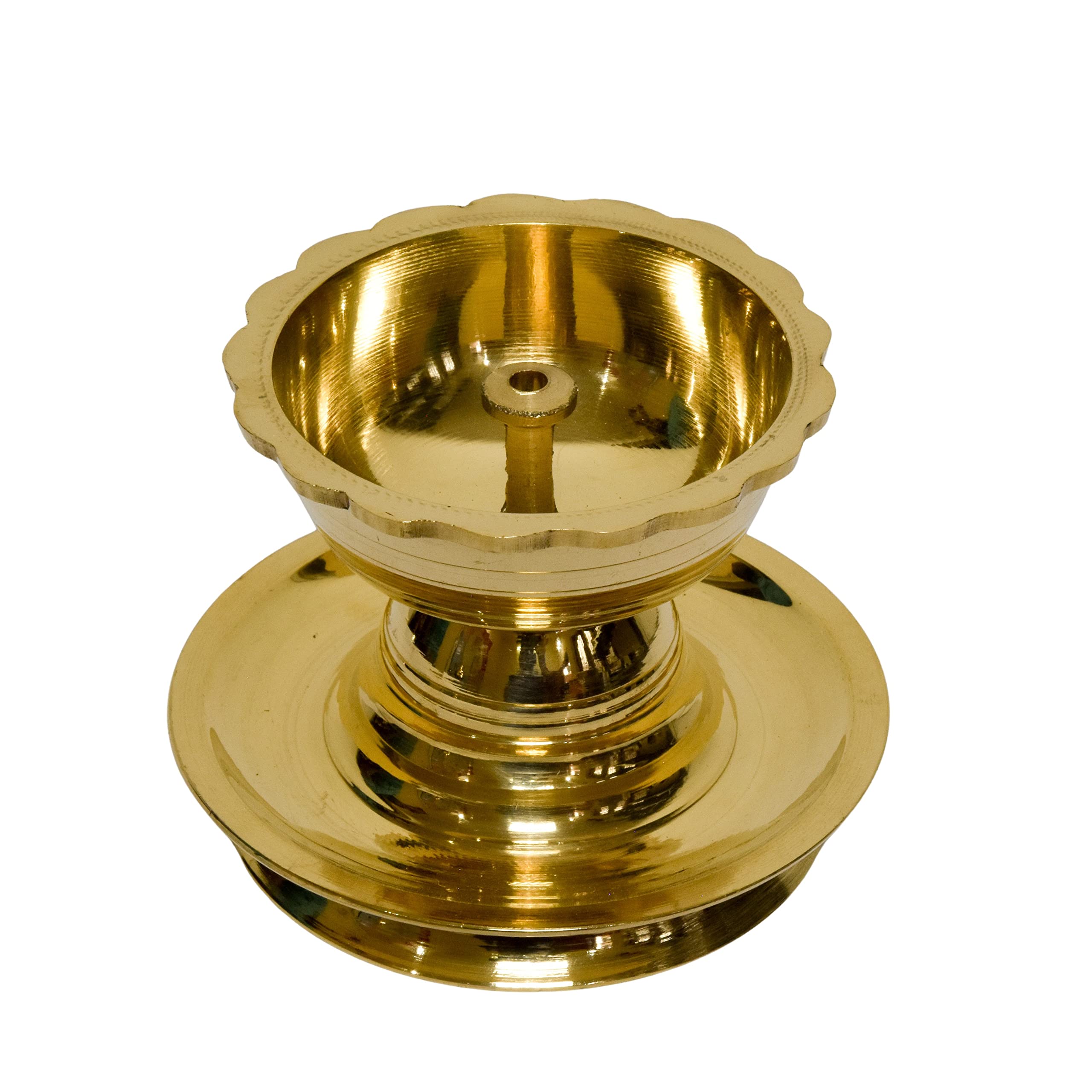 Bhimonee Decor Pure Brass Udupi Nanda Table Diya, 2.5 inches , brass, Pack of 1 pc