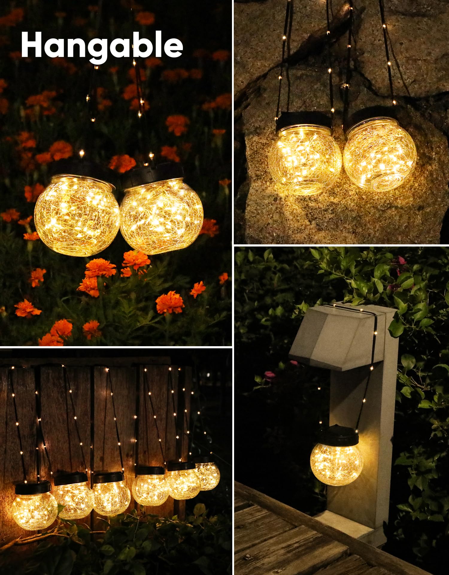 Partphoner Solar Lights Outdoor Waterproof 12-Pack  Solar Powered Hanging Lantern  ed Glass Hanging Globes For Yard Decor Christmas Decoration  Shepherd Hook  Garden Tree Table Ornaments  Warm