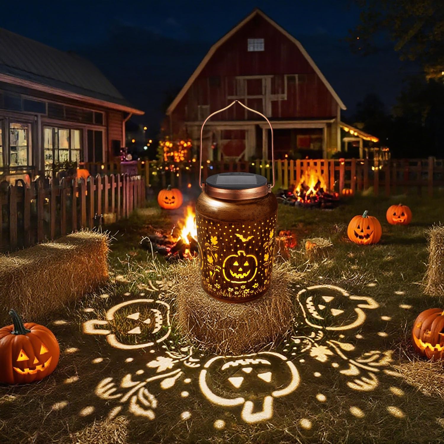 Halloween Decorations Solar Lanterns Outdoor Waterproof Pumpkin Garden Decor Gifts  Halloween Pumpkin Lantern Lights Hanging Solar Lights For Halloween Party  Yard  Patio  Backyard  Porch