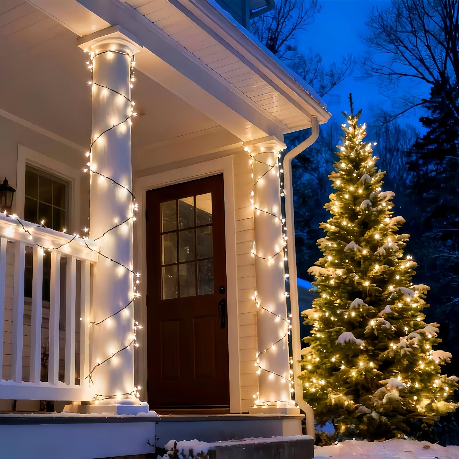 LUCKY SHINE 150 LED Warm White Christmas Lights, UL Certified 50 FT Green Wire String Lights, for Indoor and Outdoor Party, Gard