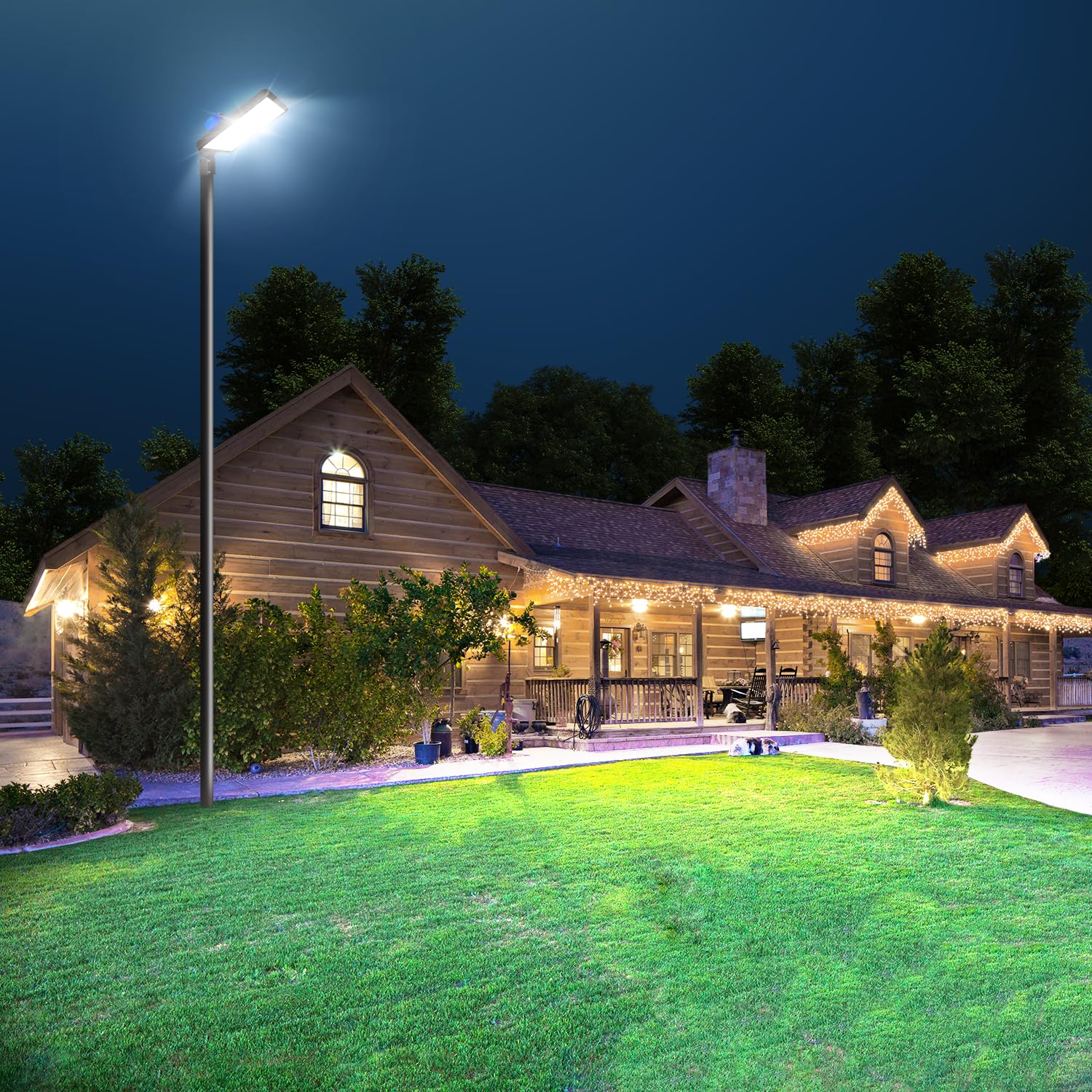 BIRITALO 350W LED Parking Lot Light - 52500LM Dusk to Dawn Arm Mount, IP65 Waterproof, Brown, Model 1515, Ideal for Outdoor Use
