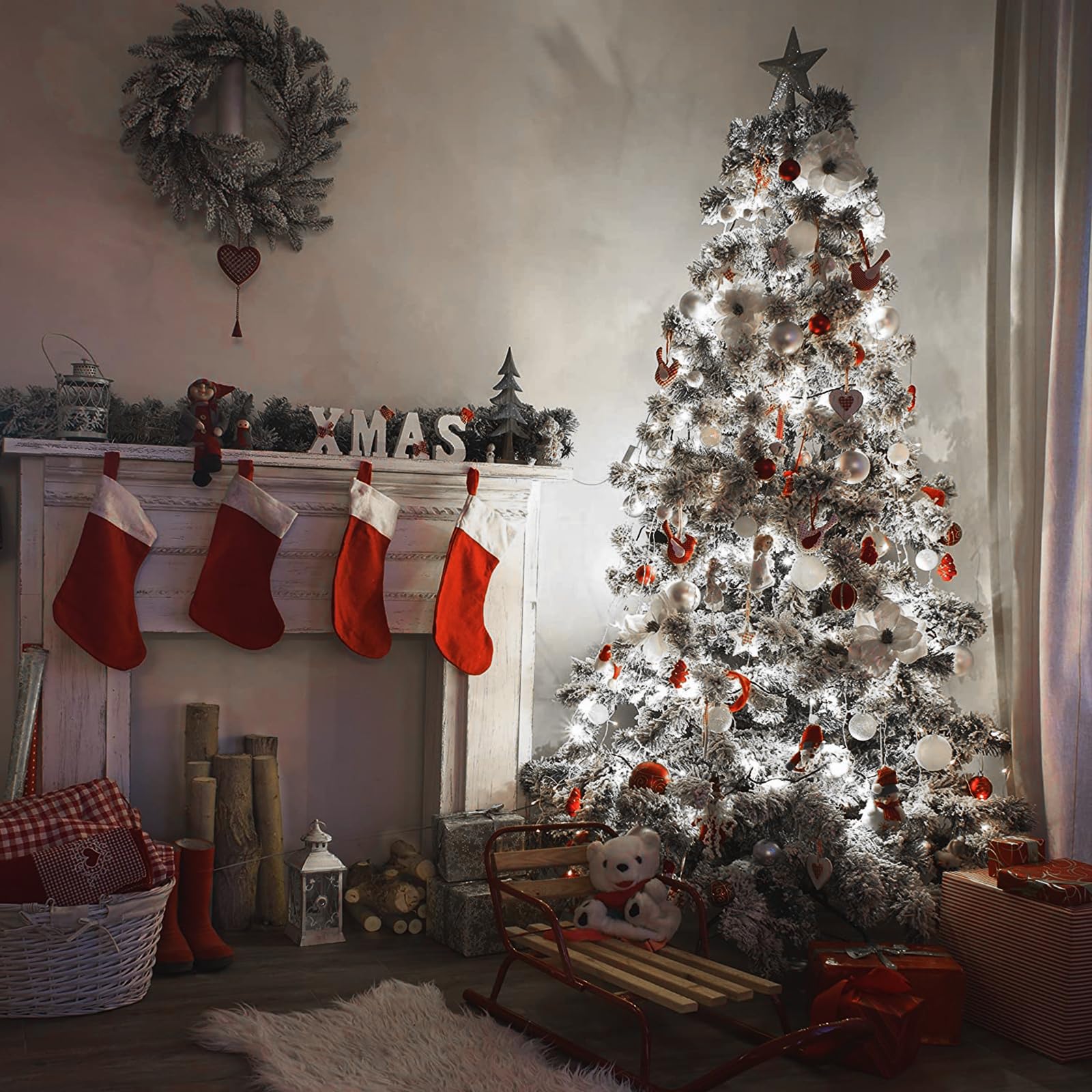 Lycklig Cool White LED Christmas Lights, 400 LED, 49FT, Plug-in String Lights with Remote, 8 Modes, Model BPD-400LED-CW