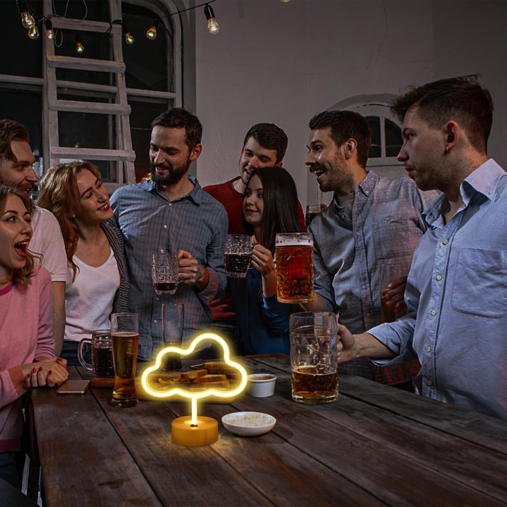 Enuoli Cute Cloud Neon Light Led Cloud Shaped Decor Night Lights Marquee Neon Sign Table Decor For Christmas Party Birthday Kids