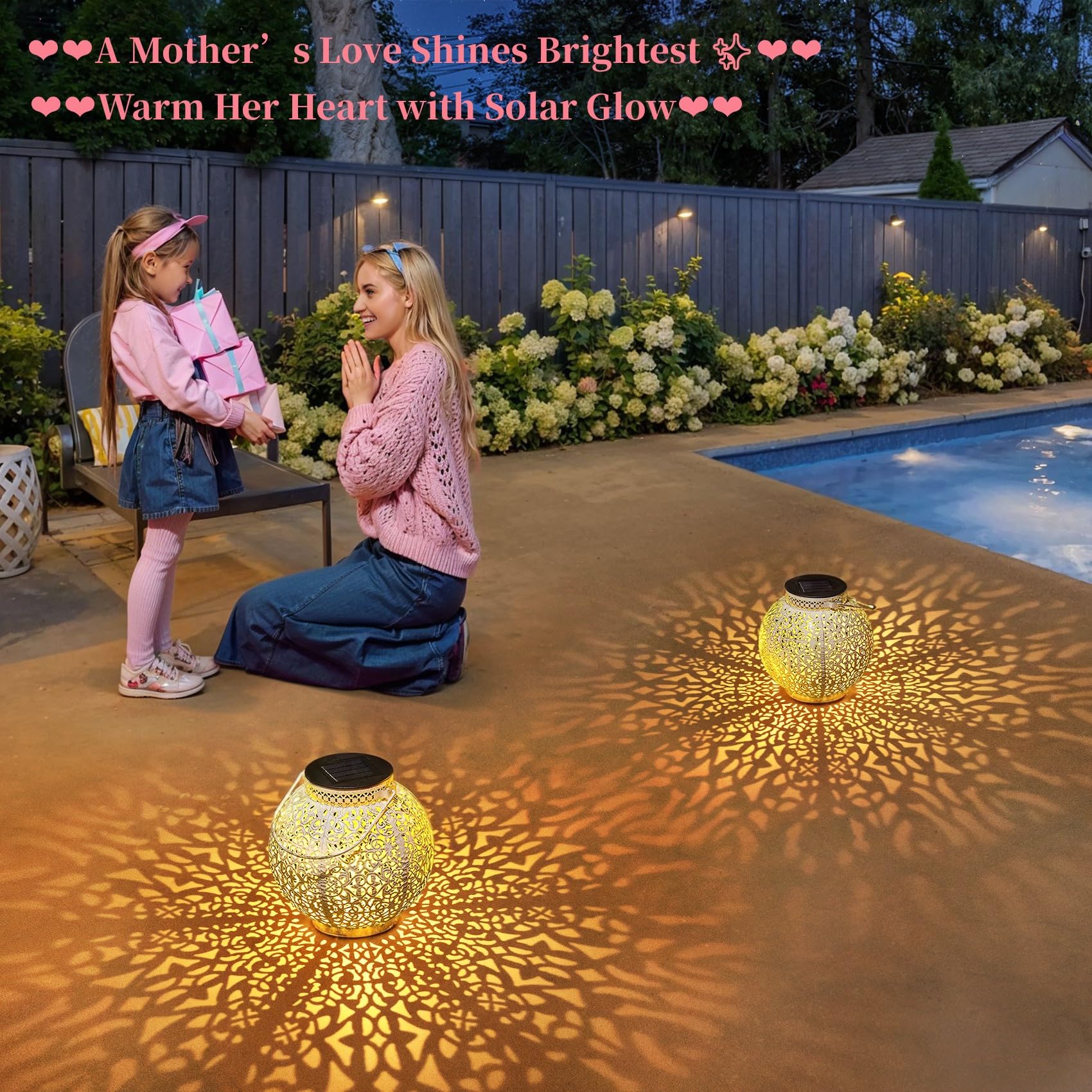 TAKE ME Solar Lanterns Lights Outdoor Waterproof Metal Retro Garden Lanterns White Set of 2 CKDD69