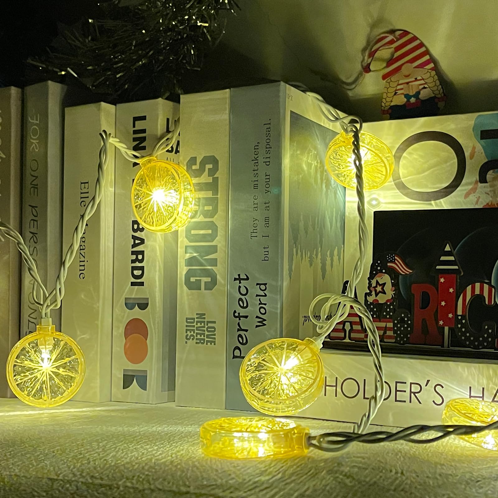 Egcol 8.5Ft Led Lemon String Lights, Plug In Summer Fairy Lights With 10 Lemon Slicer Lights, Novelty Decorative String Lights F