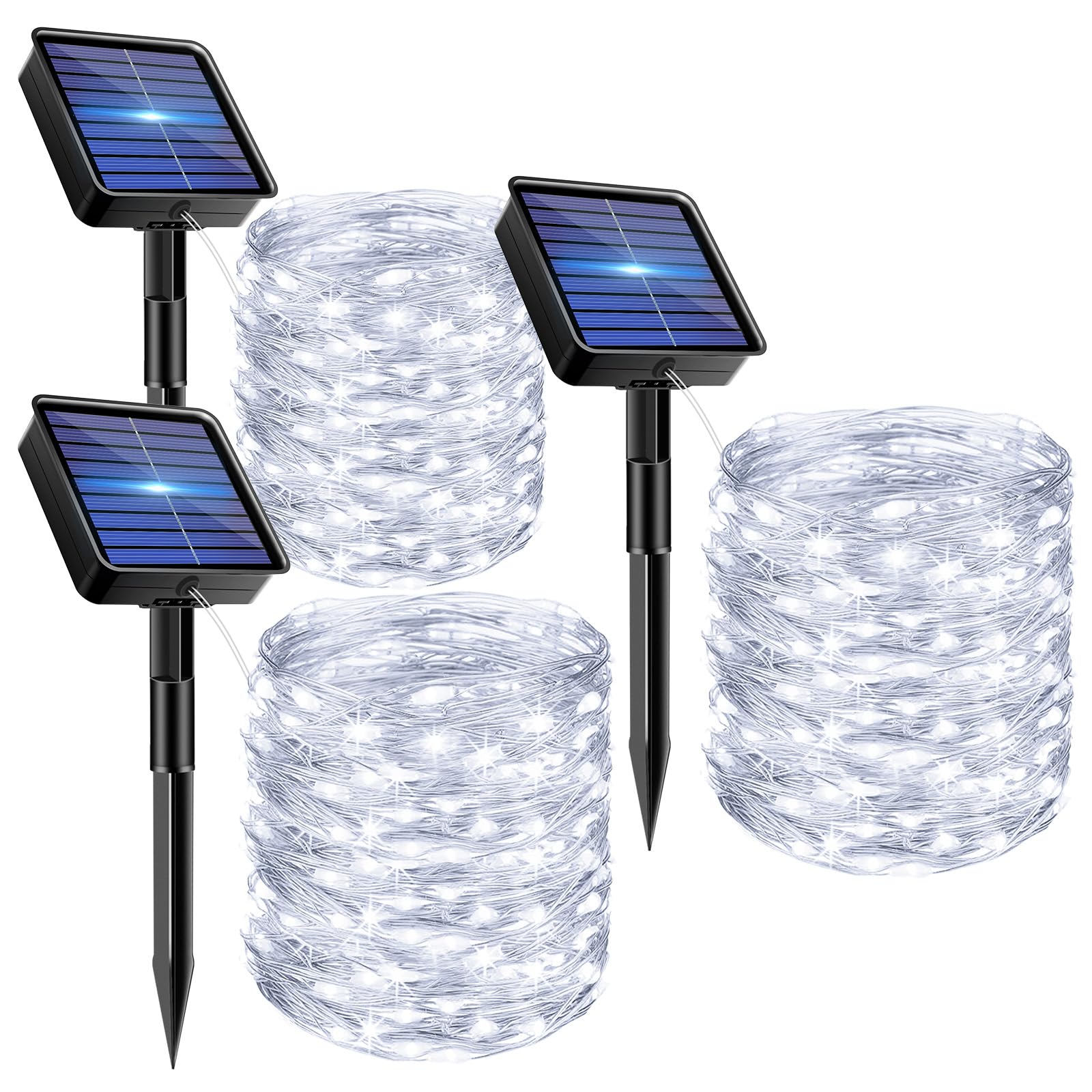 Bitjam 3 Pack Solar Fairy Lights For Outside Waterproof  49Ft/15M 150Led Solar String Light Outdoor 8 Modes Solar Twinkle Lights For Garden Yard Christmas Tree Wedding Party Decor  Cool White