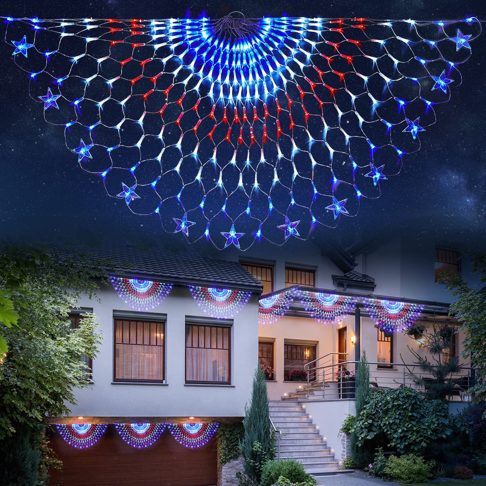 Hyh American Flag Led Lights - 47In Patriotic Lights For 4Th Of July Decorating Indoor And Outdoor Waterproof Half Fan Flag Ligh