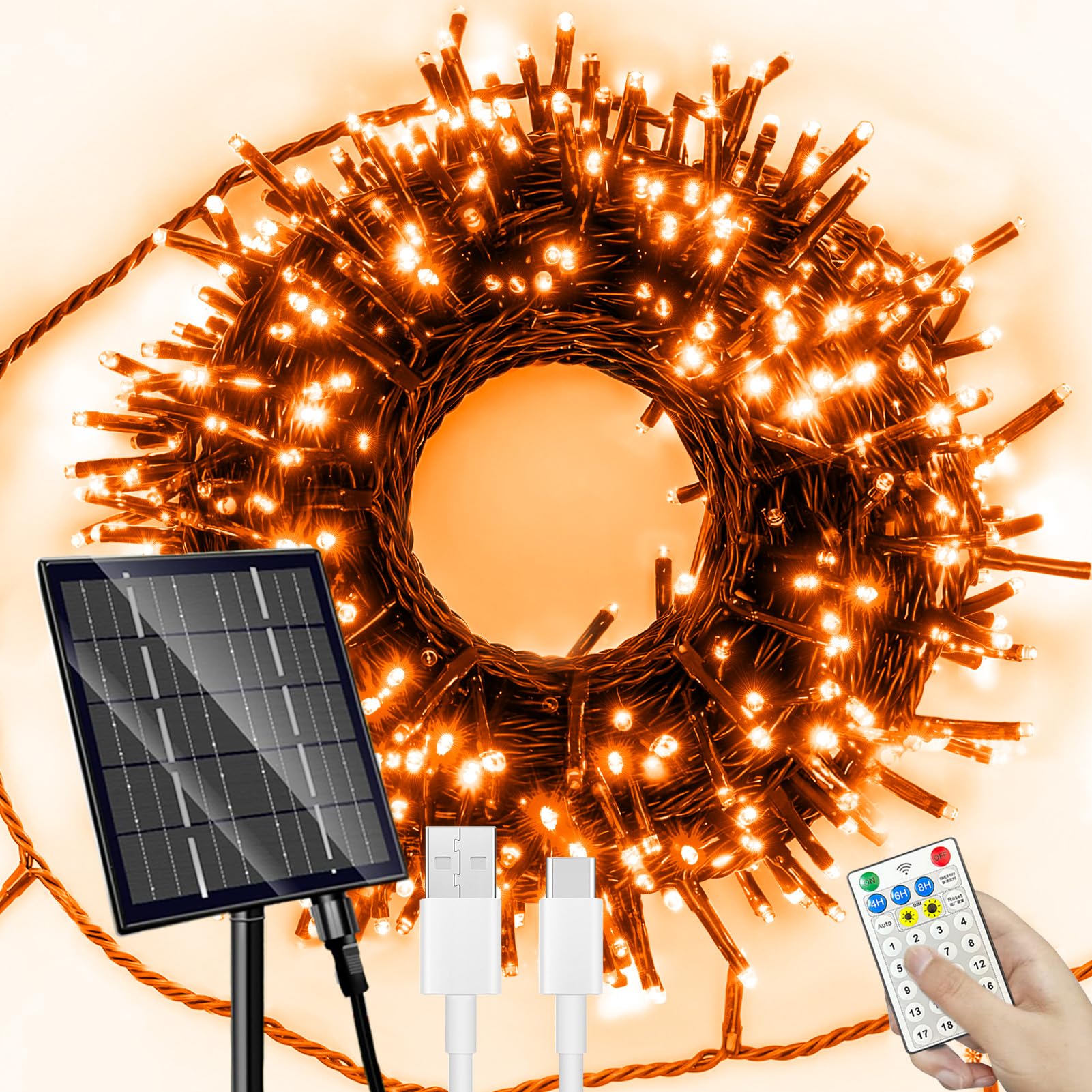 SOLARBABY Solar Christmas Lights Outdoor Waterproof, 164FT 500 LED 19 Modes Solar Sting Lights for Outside Xmas Tree Garden Pati