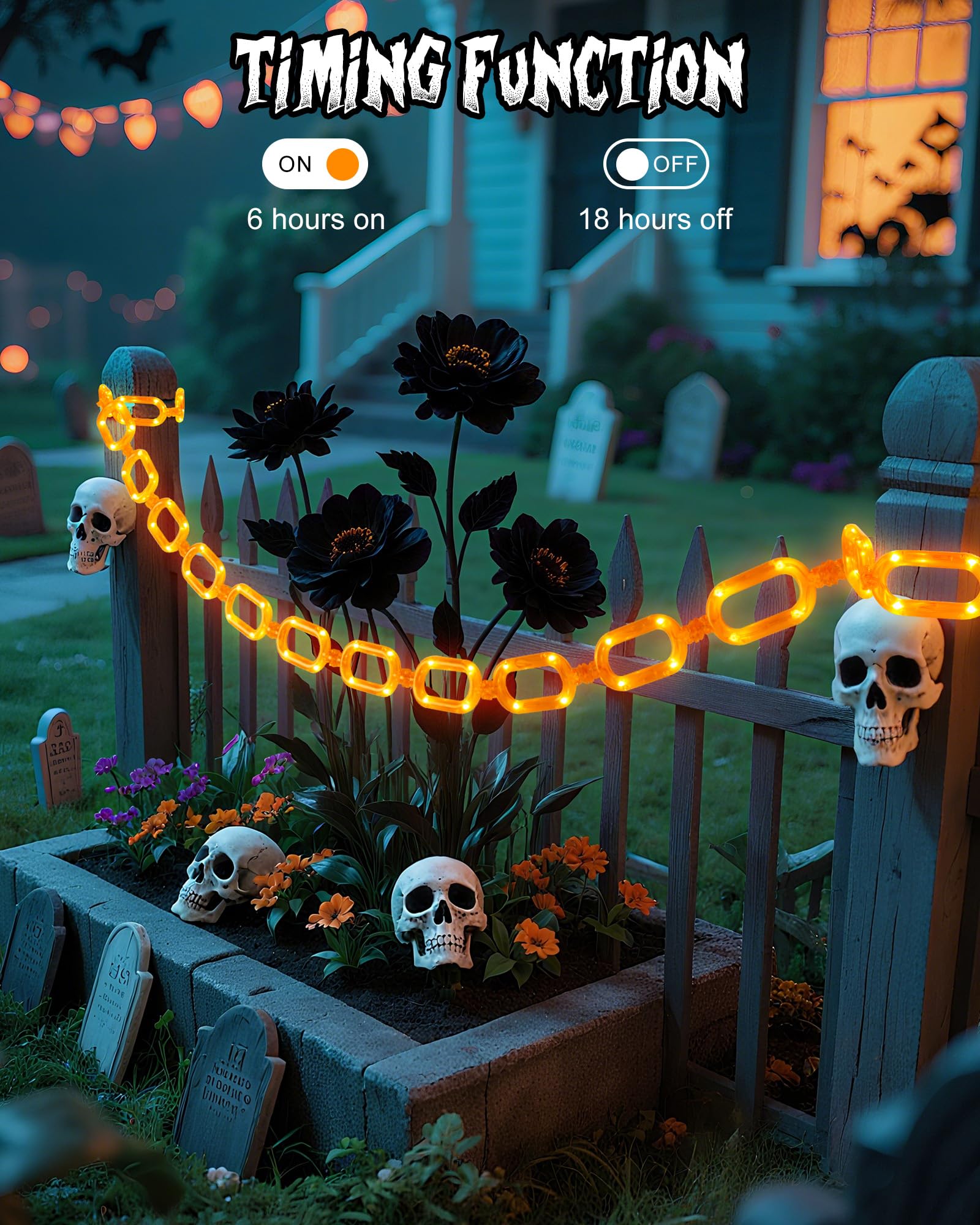 Brightown Halloween String Lights - 10 Ft Battery Operated, 8 Modes, Waterproof, Orange, 1 Pack