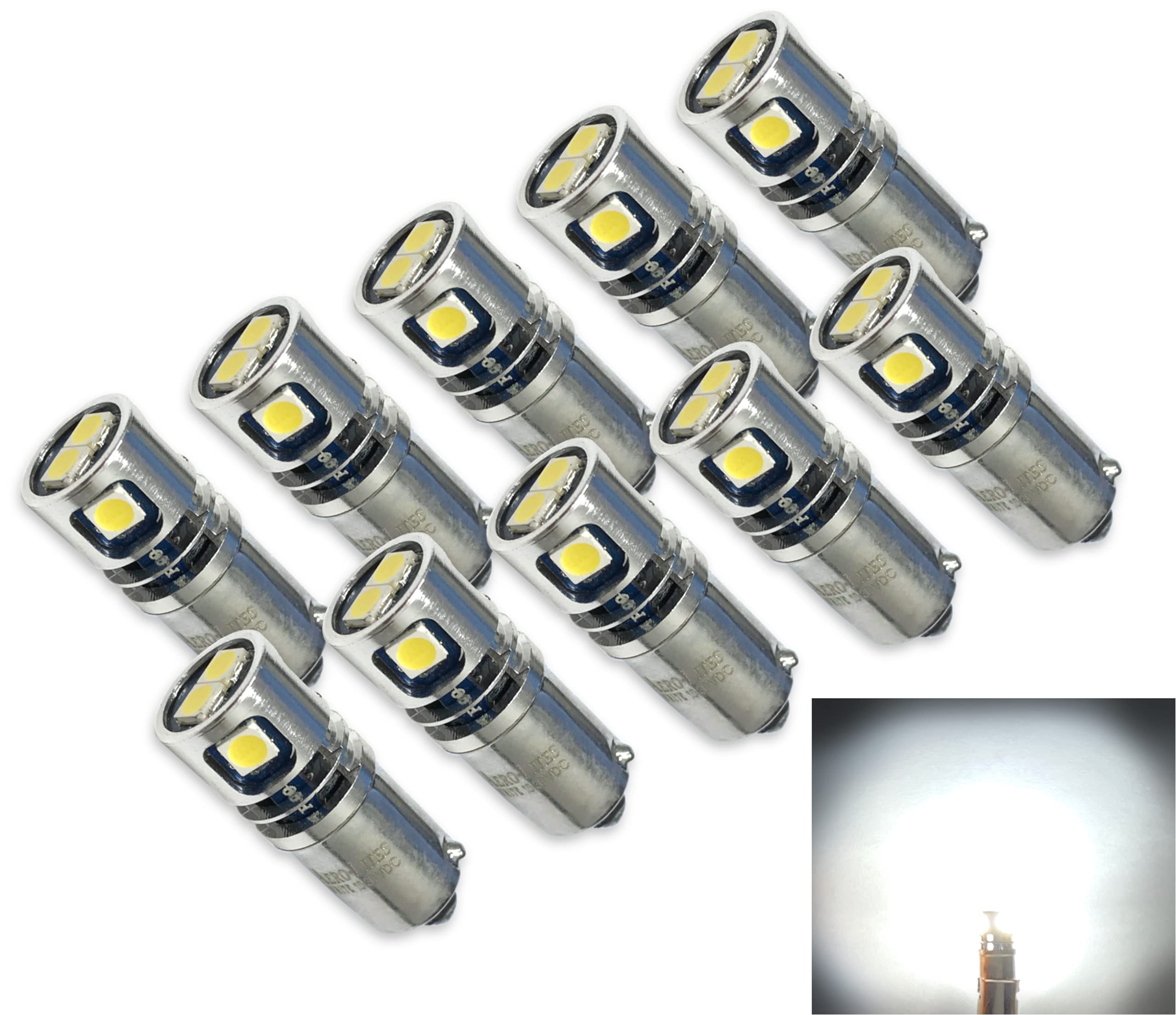 Aero-Lites.Com Led Replacement Bulb, T3Dv Miniature Bayonet Base, 12/28Vdc, 2-Pack, Bright White, Aluminum