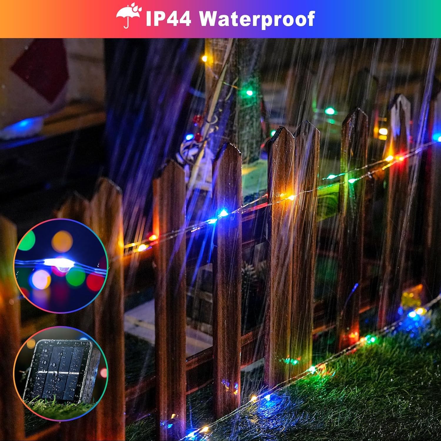 Jmexsuss 2 Pack Solar Christmas Lights Outdoor Waterproof, Each 33Ft 100 Led Multi Colored Solar Fairy Lights, 8 Modes Solar String Lights For Outside Yard Patio Tree Garden Christmas Decorations