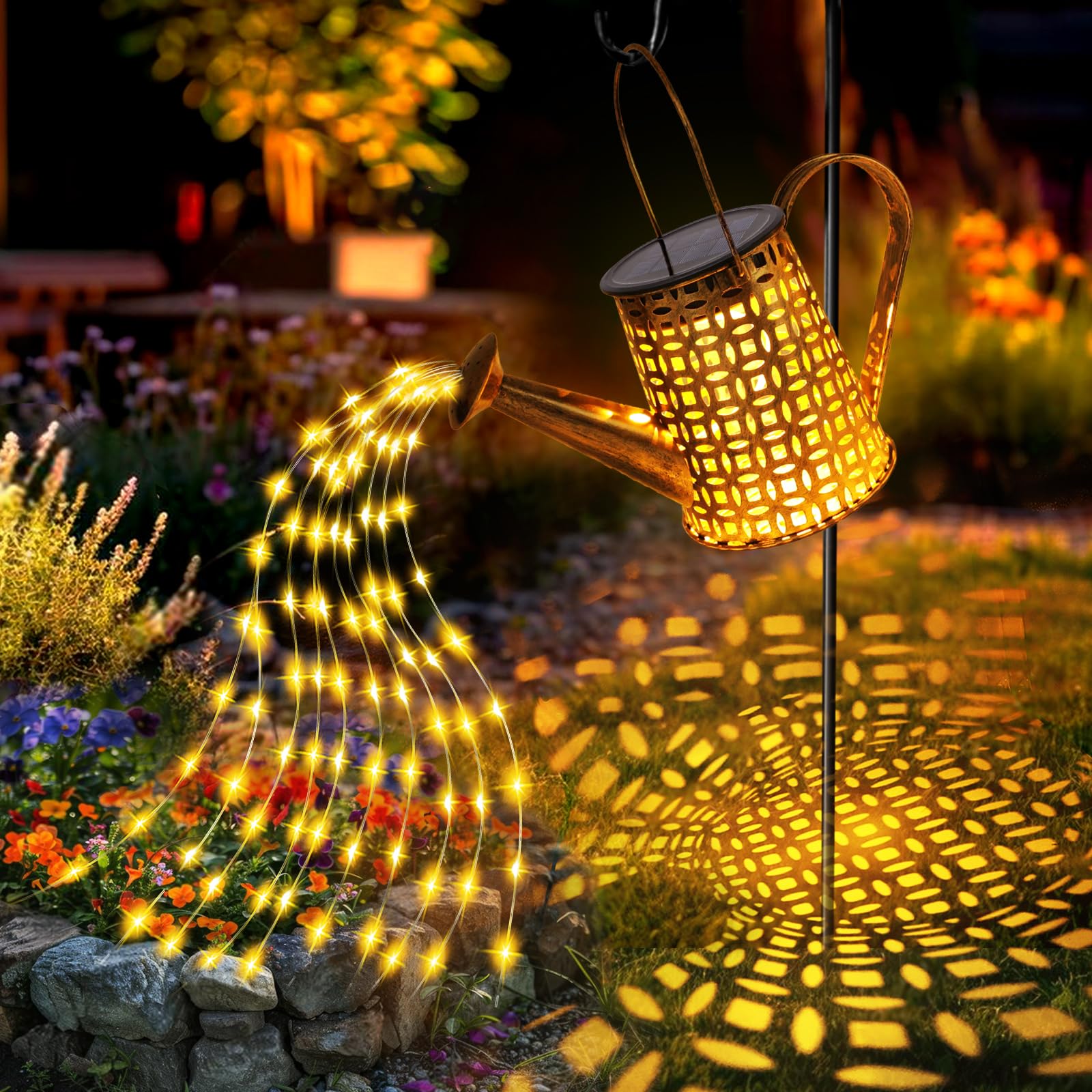 Solar Watering Can Lights, Owl Gifts for Women Mom Grandma Birthday, Waterproof Outdoor Garden Decor Large Hanging Solar Lantern