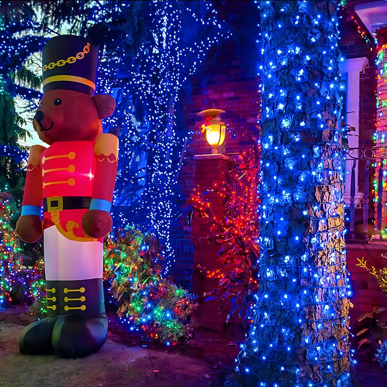 Yeguo 165Ft 500 Led Blue Christmas Lights Outdoor Waterproof  Green Wire String Lights Indoor  8 Modes Twinkle Tree Lights Plug In With Memory Timer For Holiday Festival Xmas