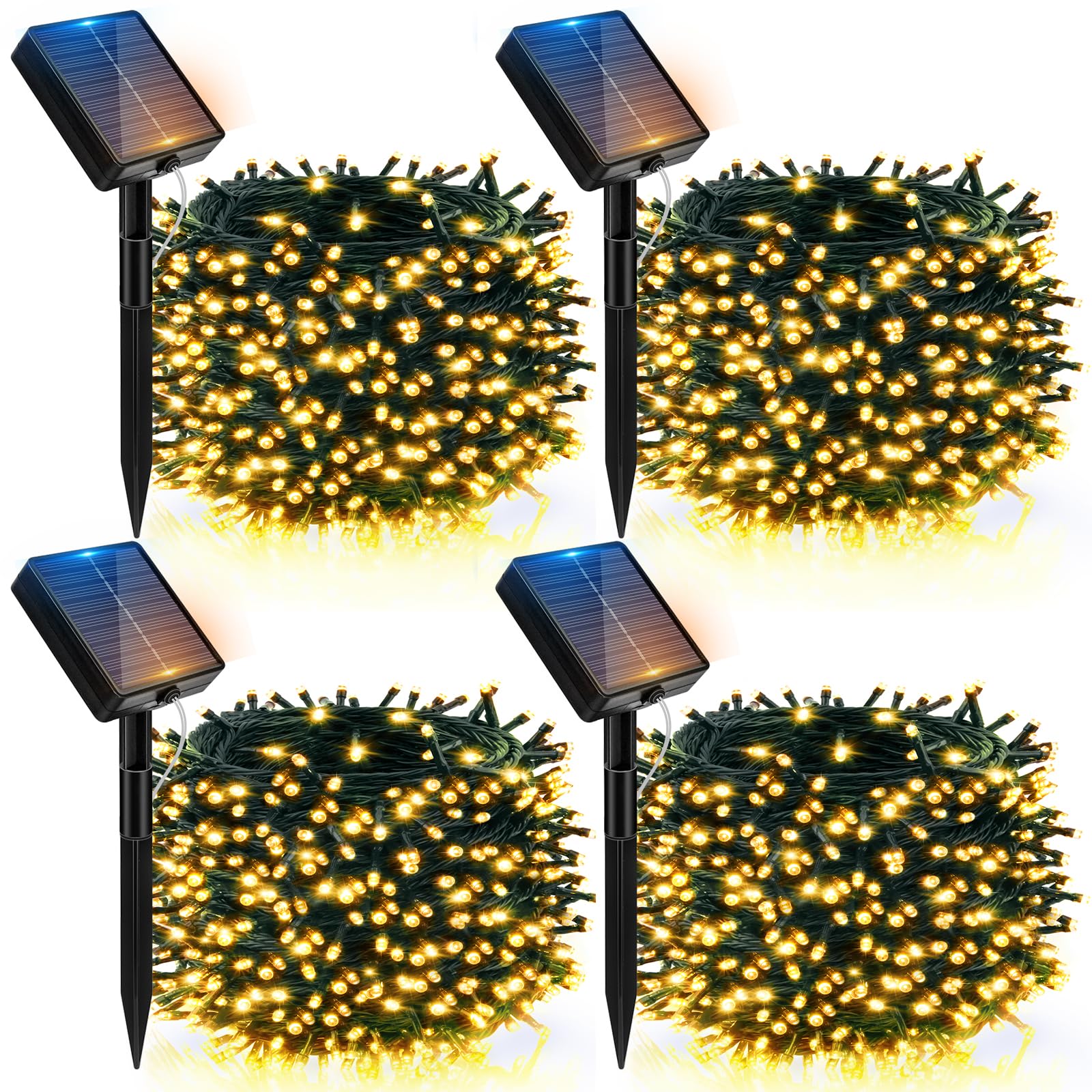 Btfarm 4 Pack Solar Christmas Lights Outdoor  157Ft 480Led Solar String Lights Outside Waterproof  8 Modes Twinkle Tree Light Solar Powered For Xmas Garden Patio Yard Party Wedding Decor  Warm White