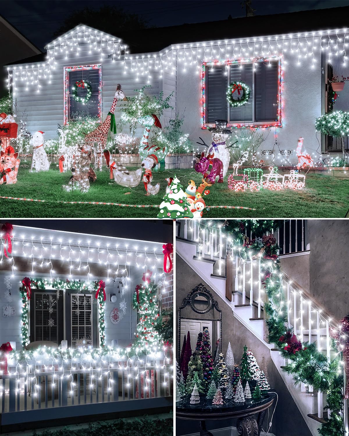 106 Ft Christmas Lights Outdoor, 972 Led Waterproof Outside Christmas Lights Plug In, Connectable 8 Modes Hanging Fairy Lights W