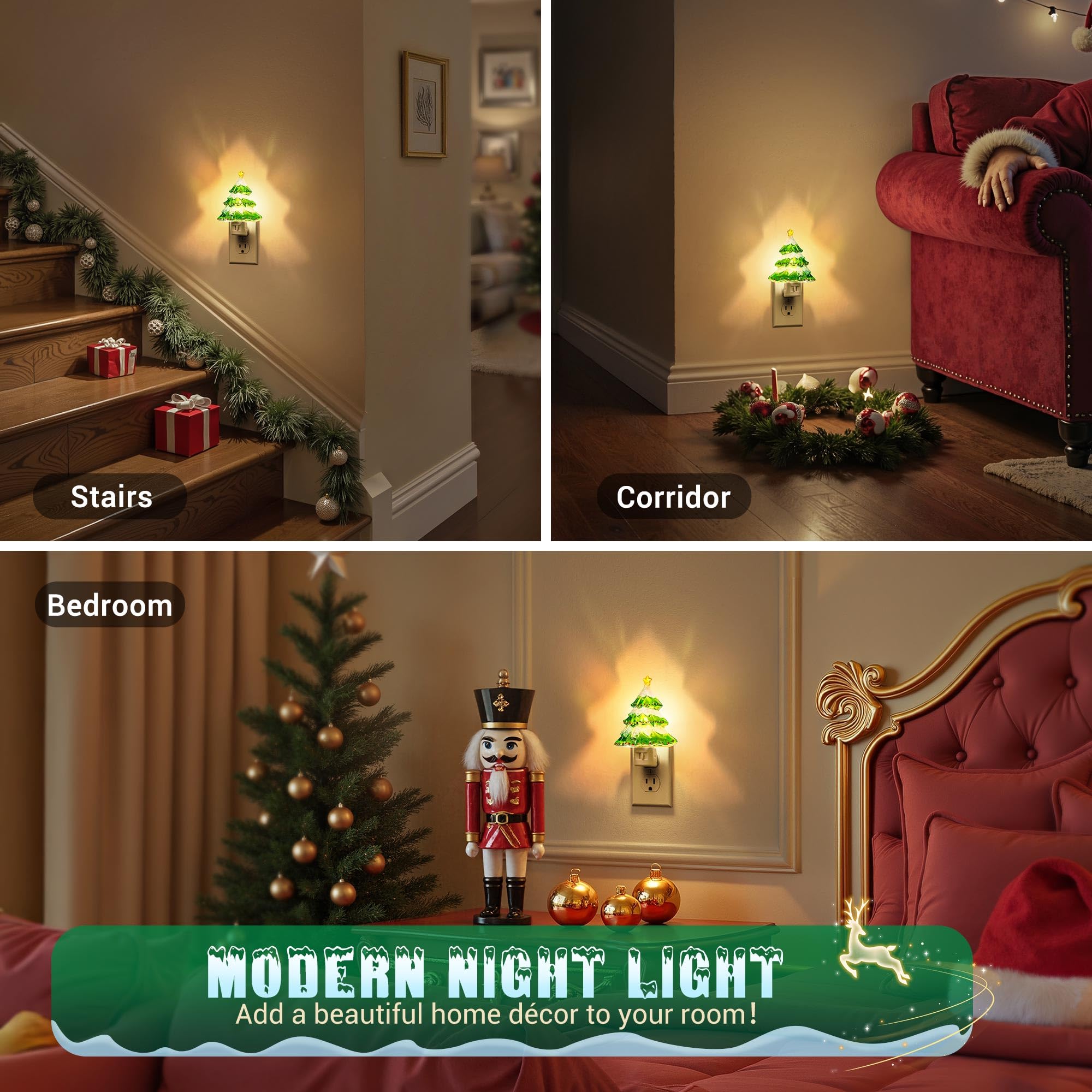 Jandcase Christmas Tree Night Light  2 Pack 3000K Night Lights Plug Into Wall Cute & Funny Christmas Night Light For Kids Plug In Vintage Decor Nightlight With 360?Rotatable For Home Party Decor