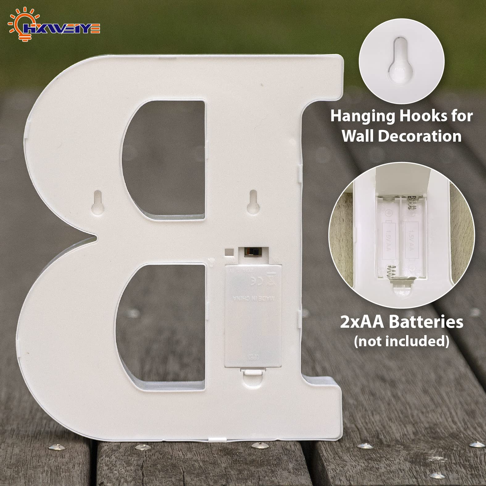 HXWEIYE LED Marquee Letters Light Sign, 26 Alphabet & 0-9 Numbers, Battery Powered, Warm White, Plastic