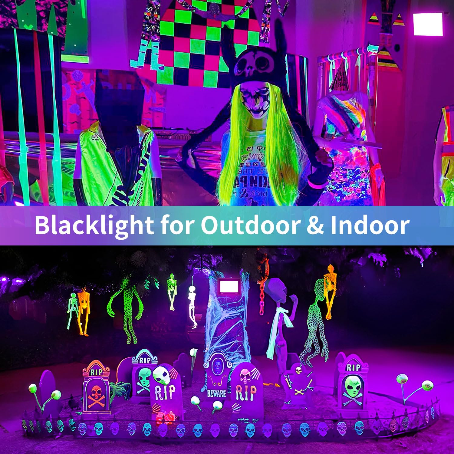 Isuerfy 80W Led Black Light Flood Light, Ip66 Waterproof, 2 Pack For Halloween & Parties