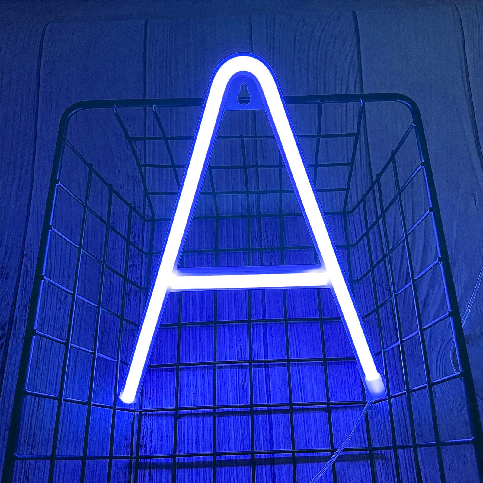 ENUOLI Blue Neon Letter Sign - LED Alphabet Art Light - Battery/USB Powered - Size 8Lin x 5Win - Model nNH.A-B - Perfect for Home Bar & Events
