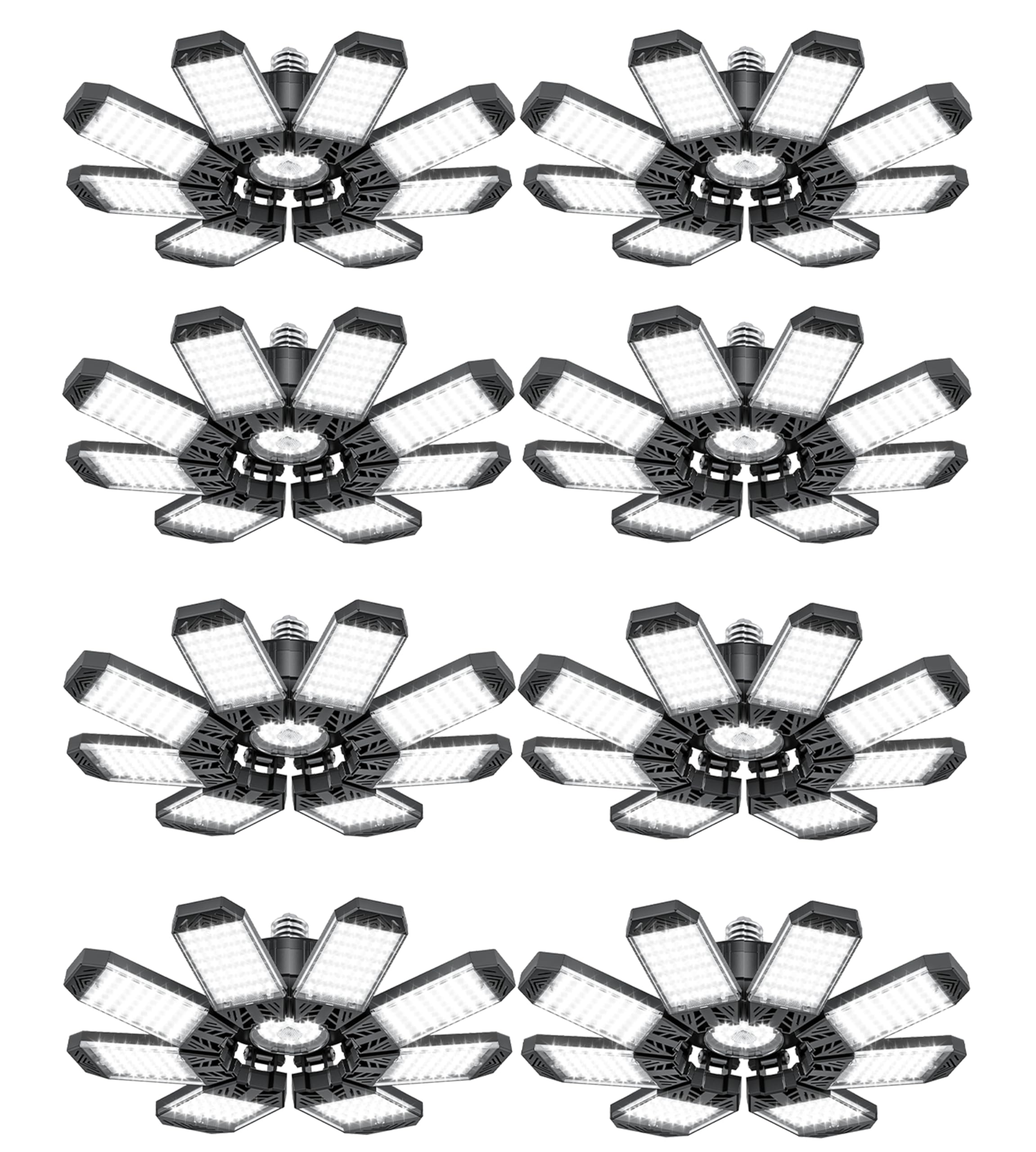 ISKYDRAW LED Garage Lights 8 Pack, 260W 26000LM Bright Shop Light with 8+1 Deformable Panels, 6500K Garage Ceiling Light Screw i