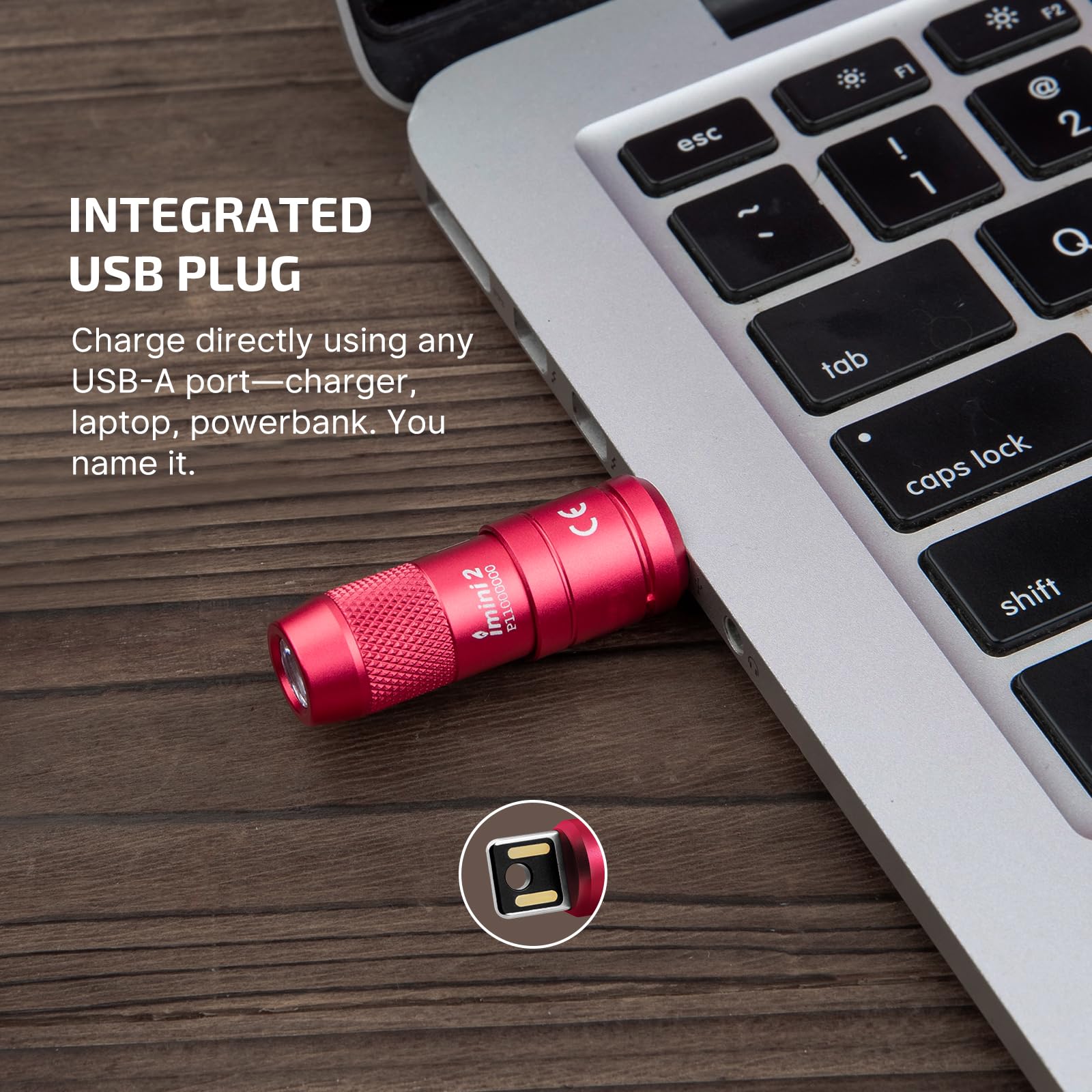 OLIGHT IMINI 2 EDC Rechargeable Keychain Flashlight, 50 Lumens, Aluminum, 1 Pack, Passionate Red, Model IMINI2-PRD-300000
