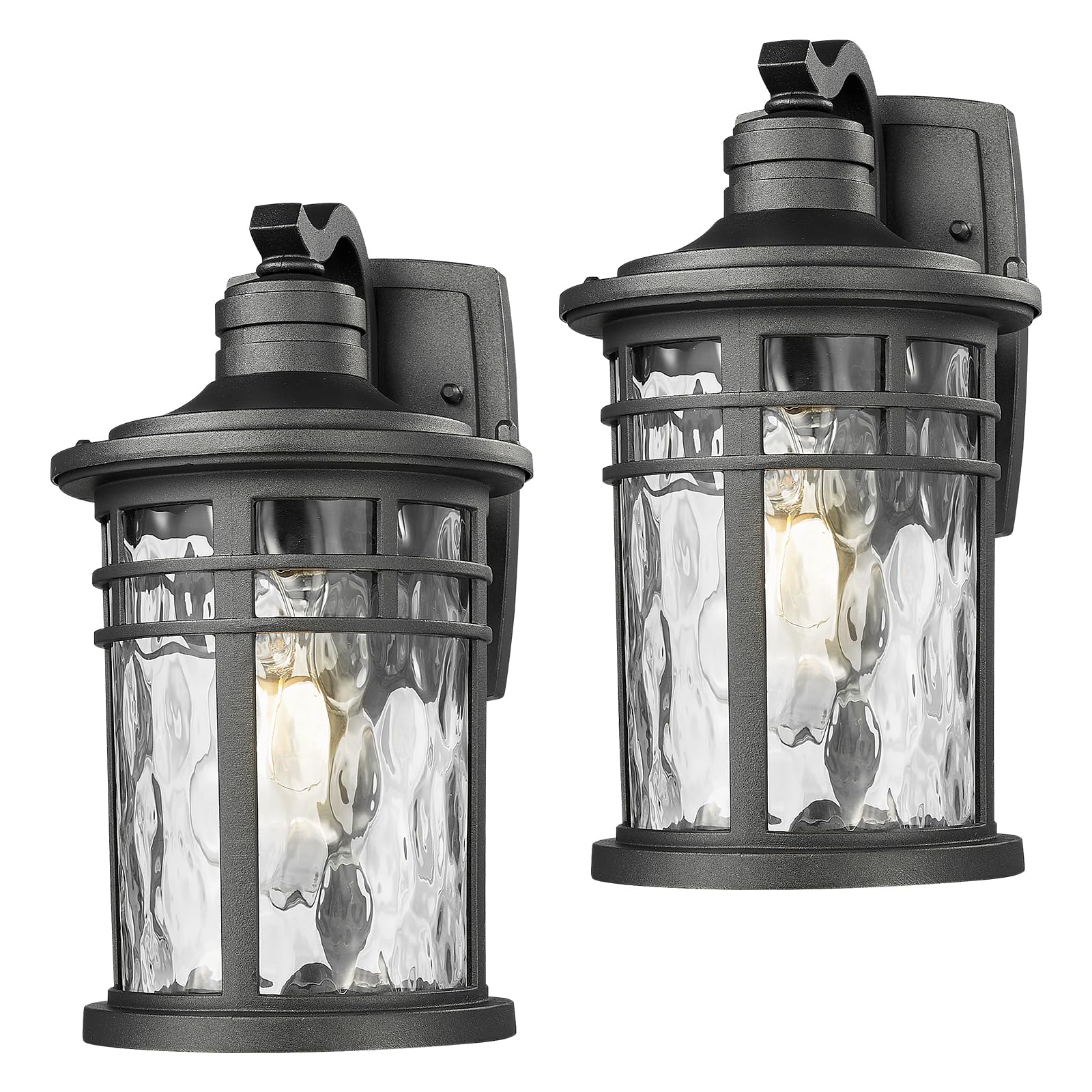 Darkaway Outdoor Porch Lights Wall Mount, Outside Light Fixtures Sconces Wall Lighting with Water Ripple Glass Waterproof Exteri