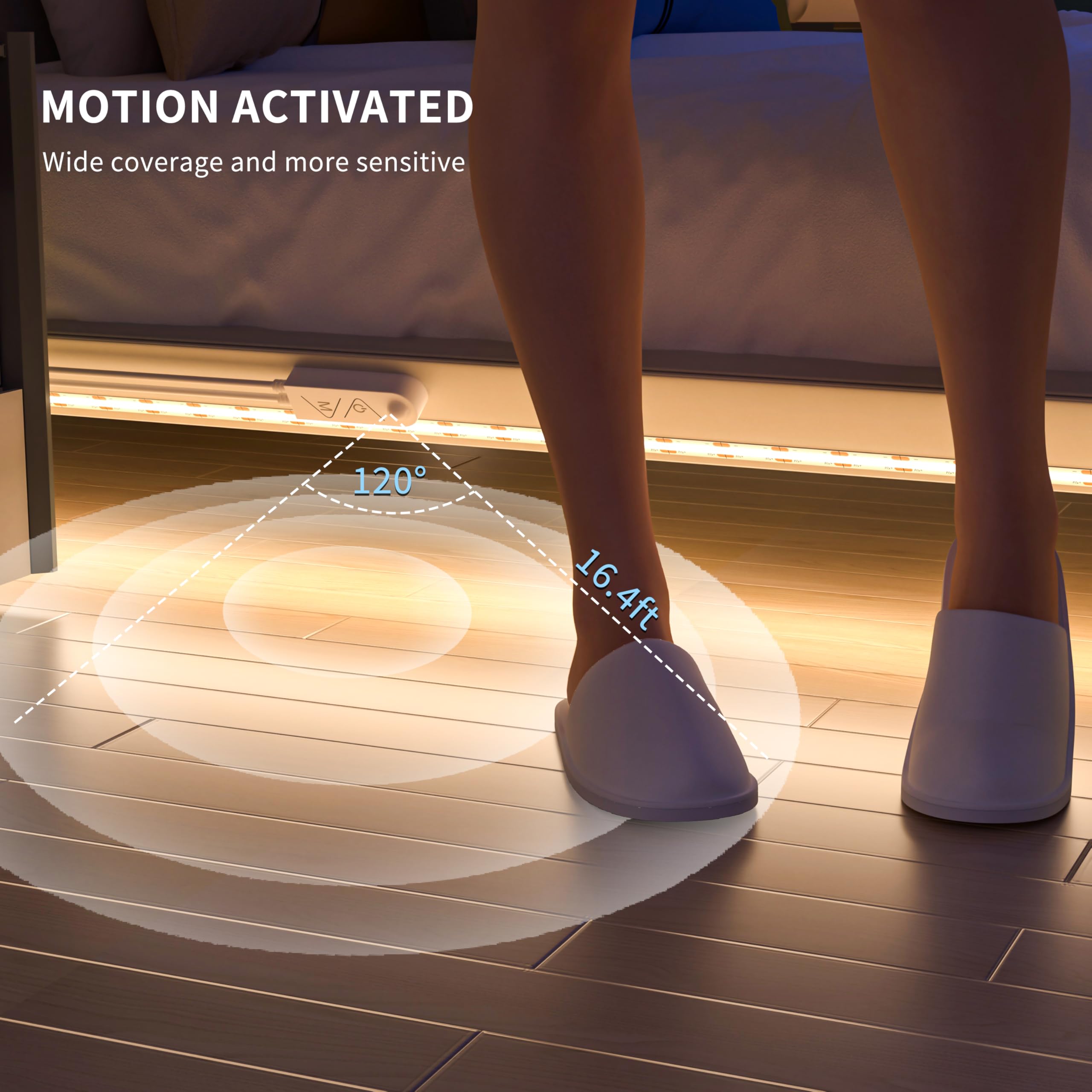 Pautix Cob Led Strip With Motion Sensor,5V Usb Led Tape Light 4000K Natural White 9.84Ft/3M,Cri90+ Super Bright 960Leds,Dimmable