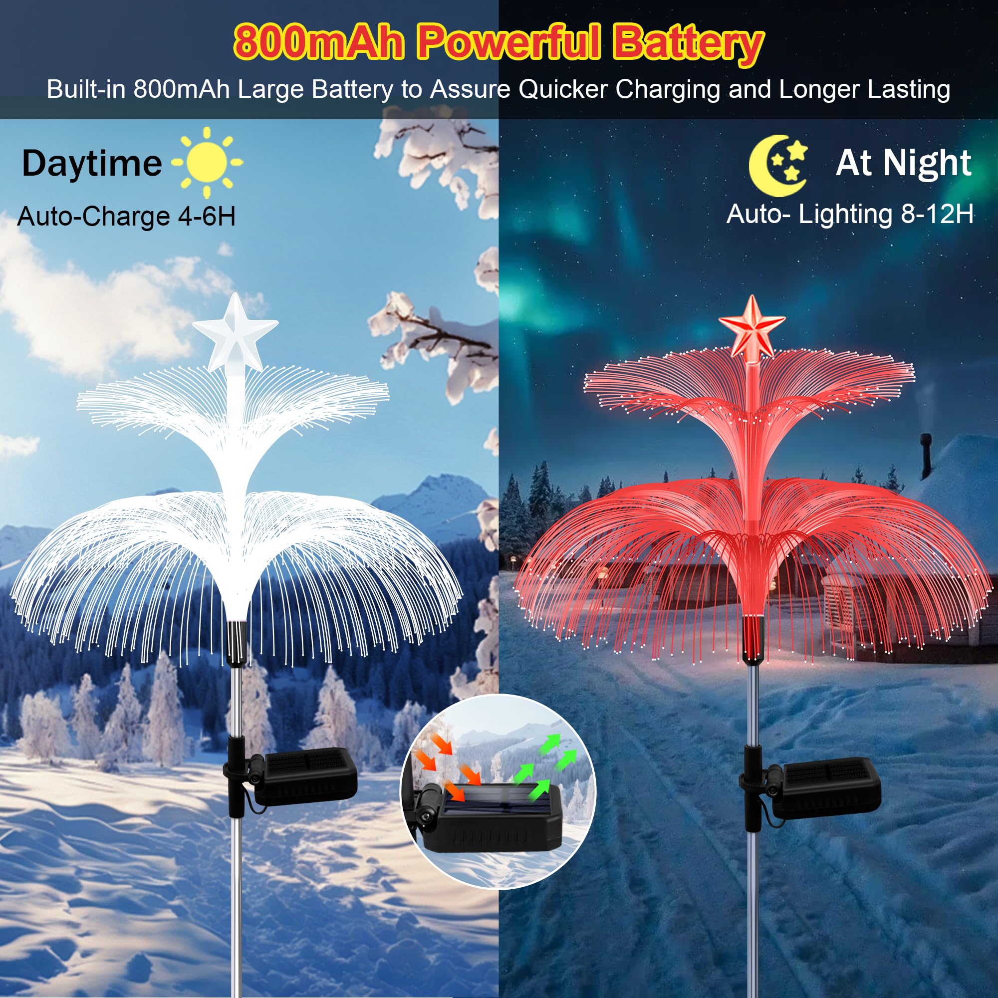 Solar Christmas Lights  6 Pack Solar Star Jellyfish Lights 7 Color Changing Fiber Optic Light Gardening Gifts For Mom Grandma Women  Flower Light For Outdoor Yard Garden Decor