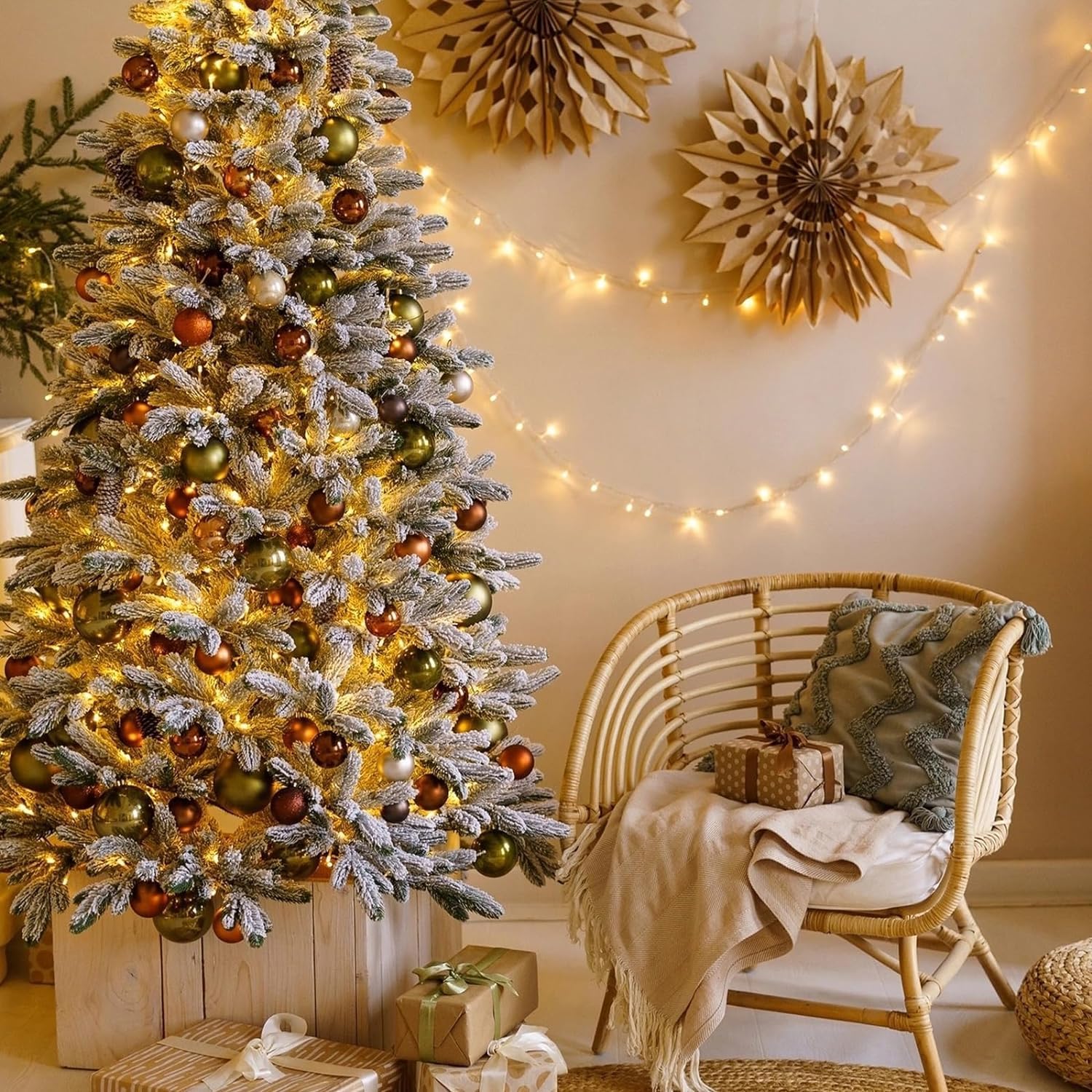 POTIVE Warm White Christmas String Lights - 200 LED Twinkle Lights, 66ft, Copper, Indoor/Outdoor Decor, Model EXS-S-0200