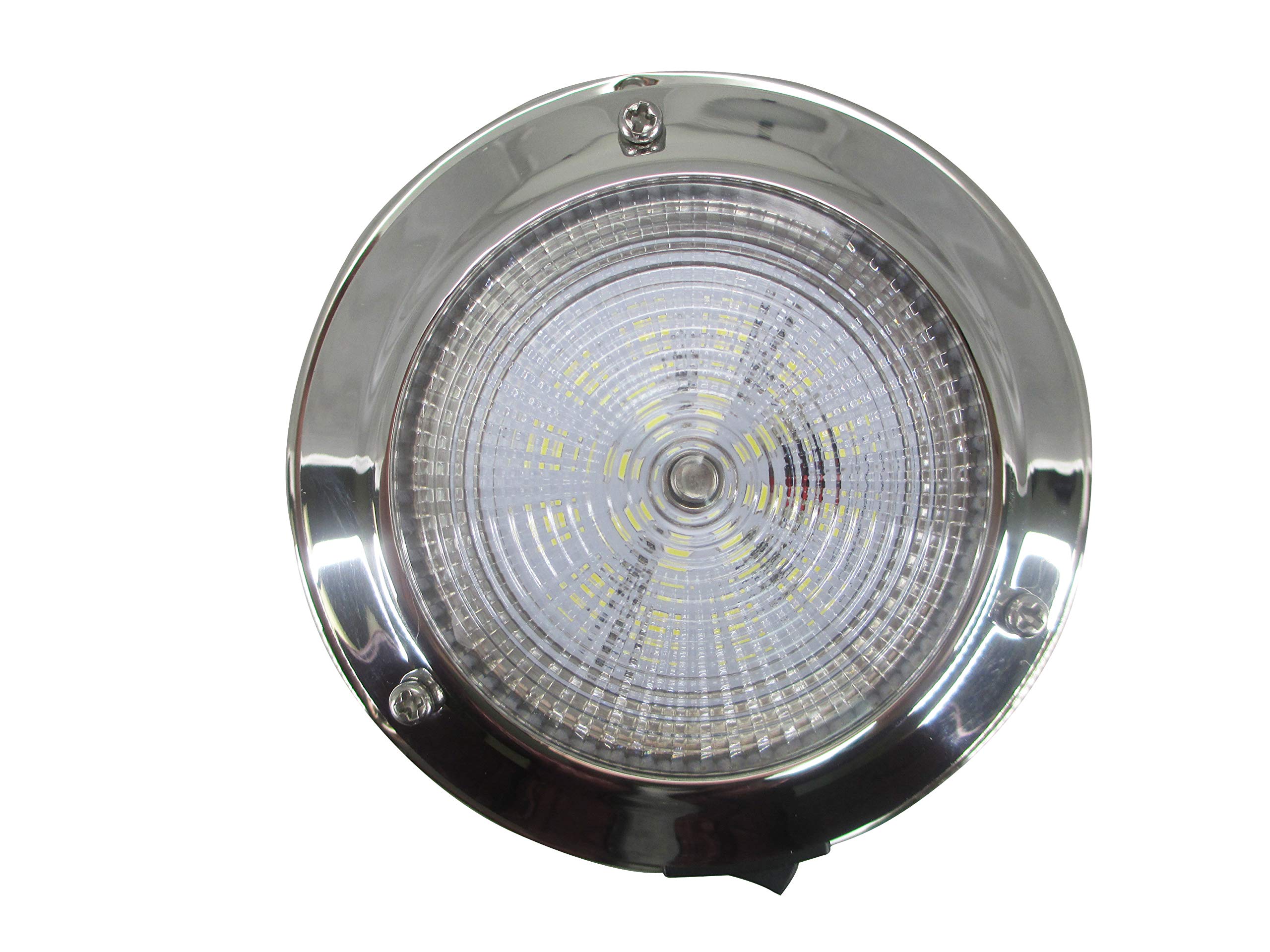 Pactrade Marine Dome Light 12V - 3-Inch Lens, Cool White Led | Stainless Steel Boat Light With Built-In Rocker Switch, Surface M