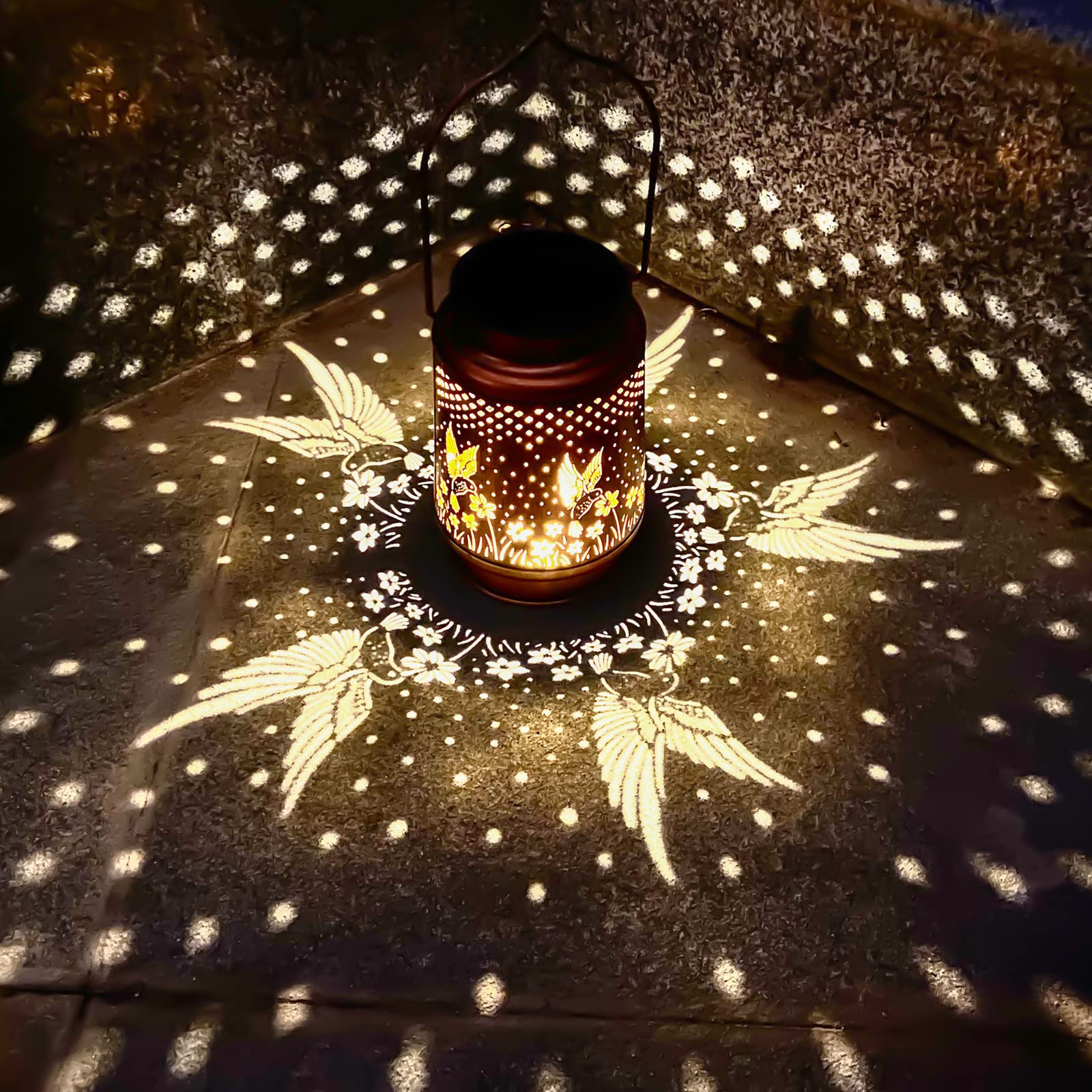 Hummingbird Solar Lantern Lights Outdoor Hanging, Metal Decor Lanterns-Waterproof Led Decorative Light For Garden Patio Yard Law