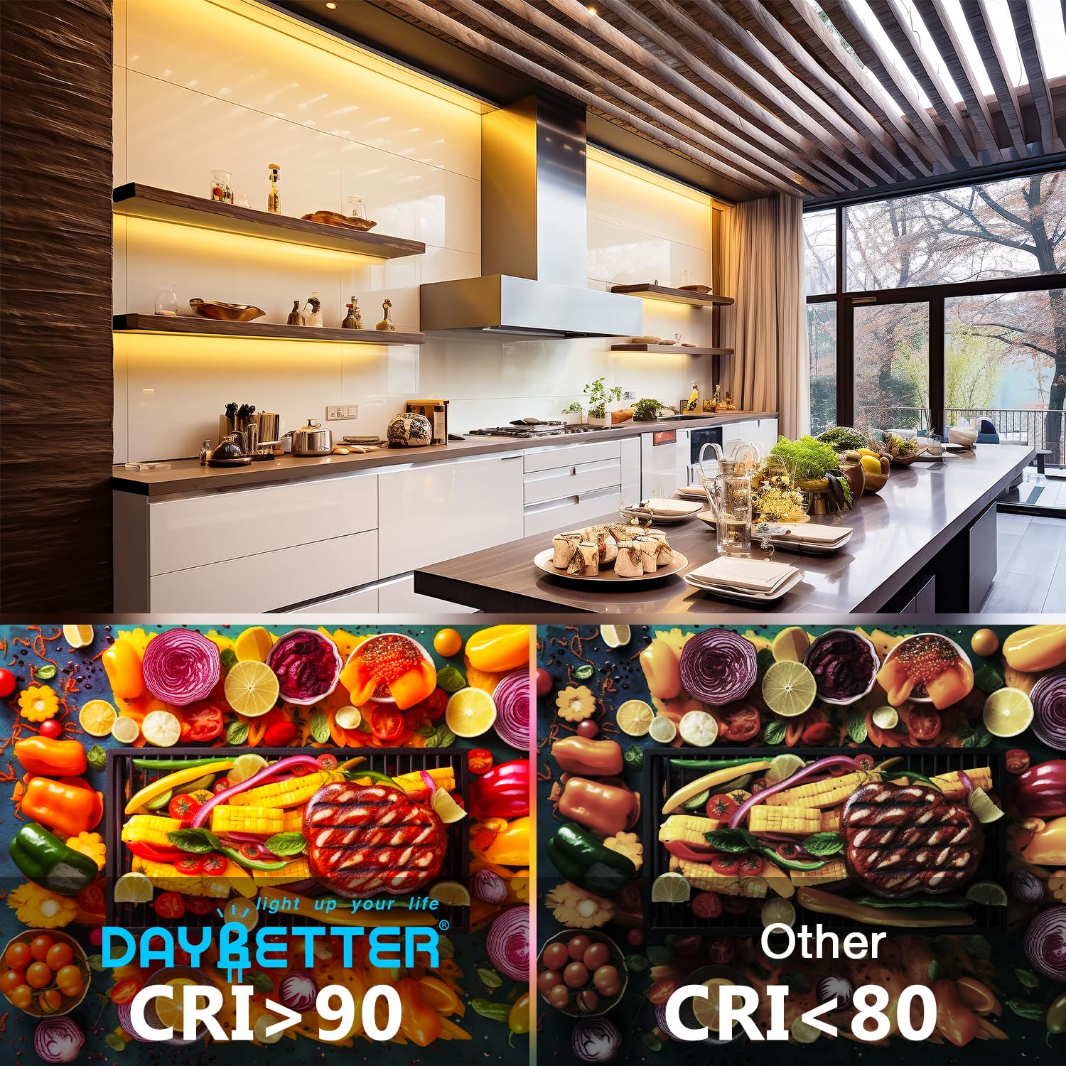 Daybetter Cob Led Strip Lights, Tunable White(2700K-6500K) Cob Led Lights With 6080 Leds, 24V Adapter, Rf Remote, Dimmable High