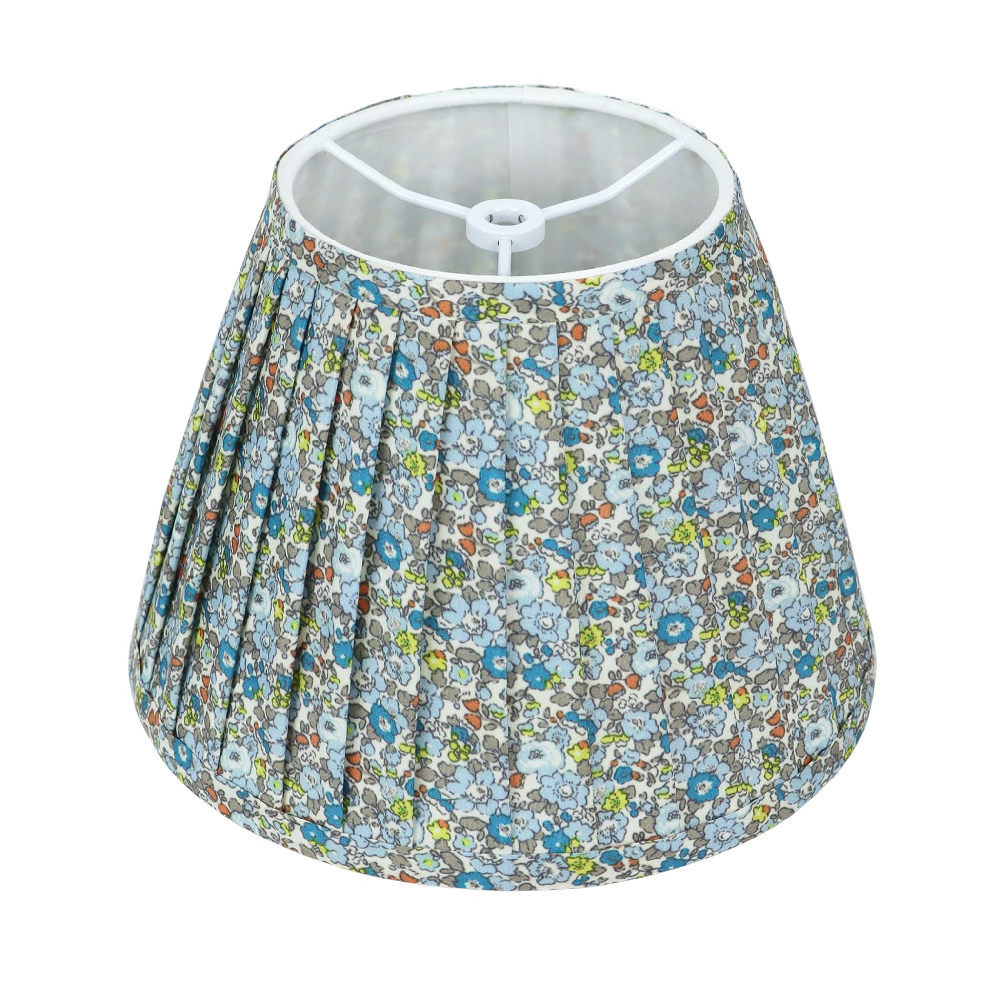 Blue Empire Pleated Lamp Shade - 1 Pack, 5 x 9 x 6.2 Small Floral Lampshade for Table Lamp, Spider Fitter Replacement Lamp Shade