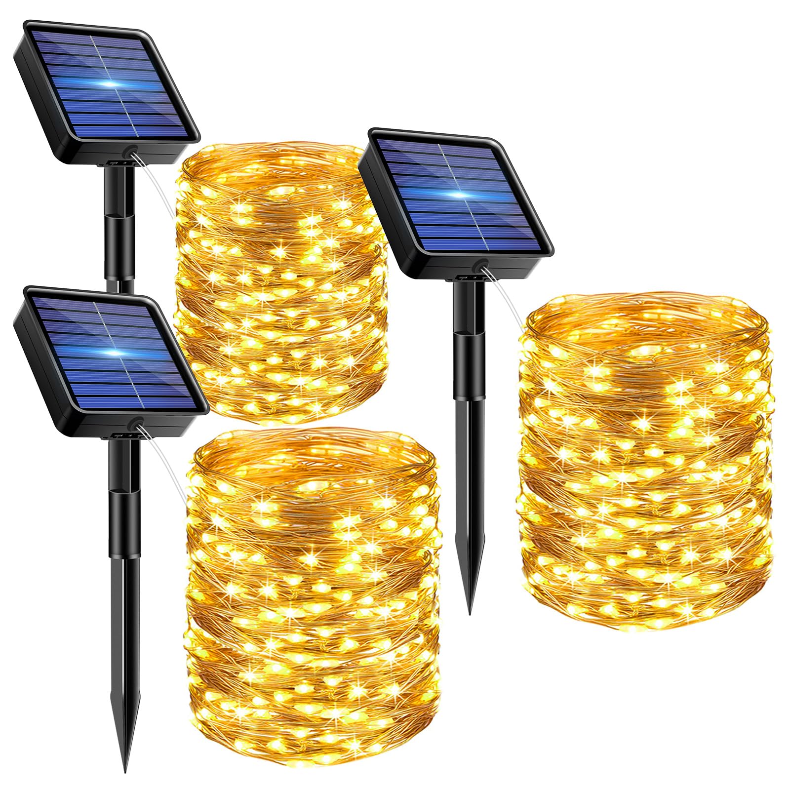 Bitjam 3 Pack Solar Fairy Lights For Outside Waterproof  Total 147Ft 450 Led Solar String Lights Outdoor 8 Modes Solar Twinkle Lights For Garden Yard Christmas Tree Wedding Party Decor  Warm White