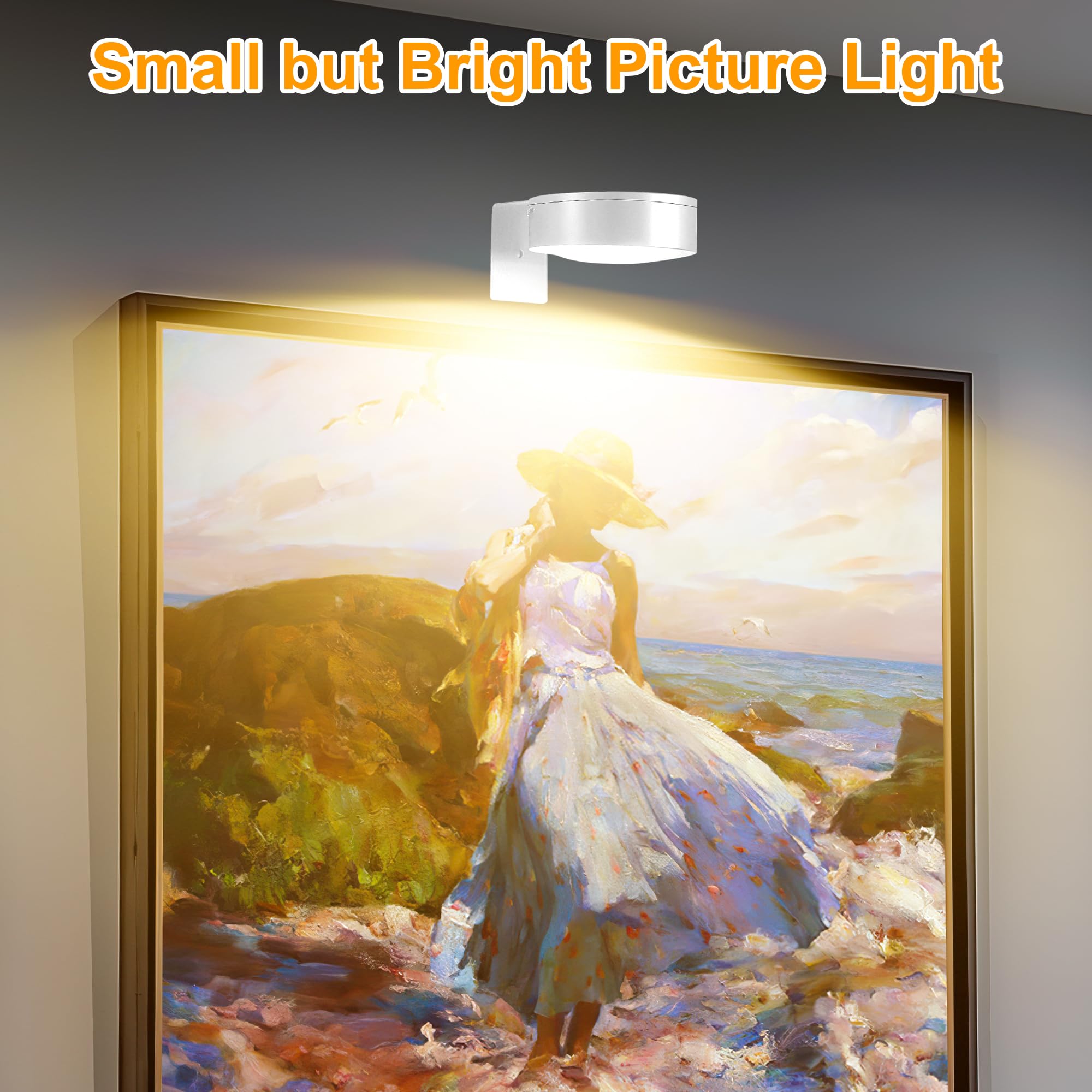 6Pcs Picture Light Battery Operated, Magnetic Led Painting Light With Remote Dimmable And Timer, 3 Lighting Modes Art Display Li