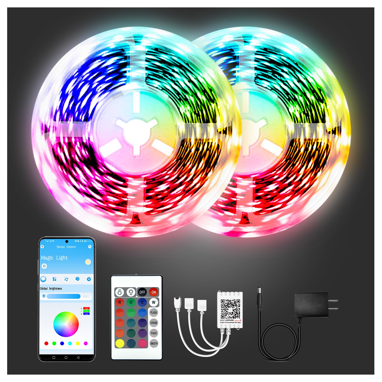 dalattin Led Lights for Bedroom 130ft(2 Rolls of 65.6ft), Led Lights with Remote&App Control, Color Changing Led Lights for Room