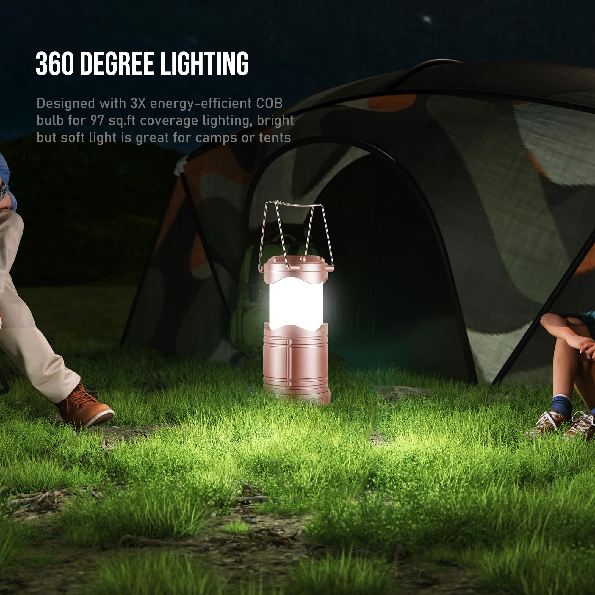 Lichamp LED Camping Lantern 4 Pack Battery Powered Flashlight Portable Collapsible Light Model B4C3 Silver Gold Rose Gold Burgundy