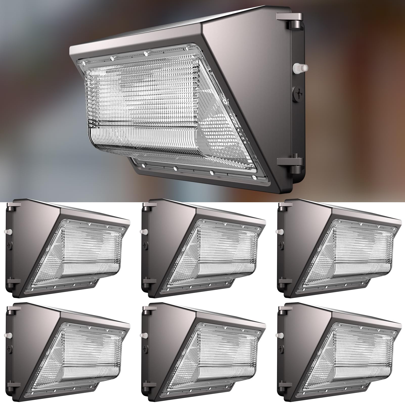 Lightdot 6Pack 150W LED Wall Pack Lights  100-277v Dusk to Dawn with Photocell  22500Lm 5000K Daylight IP65 Outdoor Security Lighting for Warehouse Building Yard Factory Garage  ETL(Height:10~20ft)
